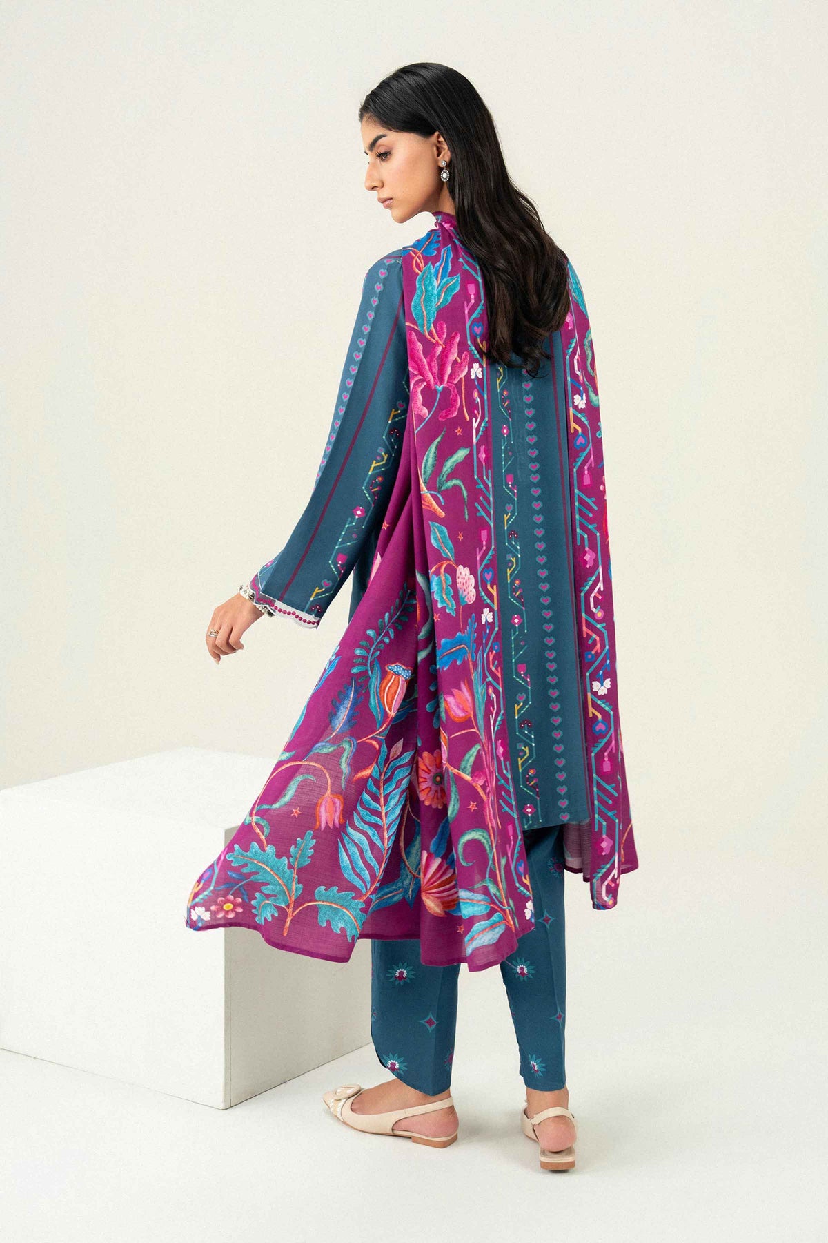 Nishat UK - Blue Embroidered Linen 3 Pieces ready to wear Suit