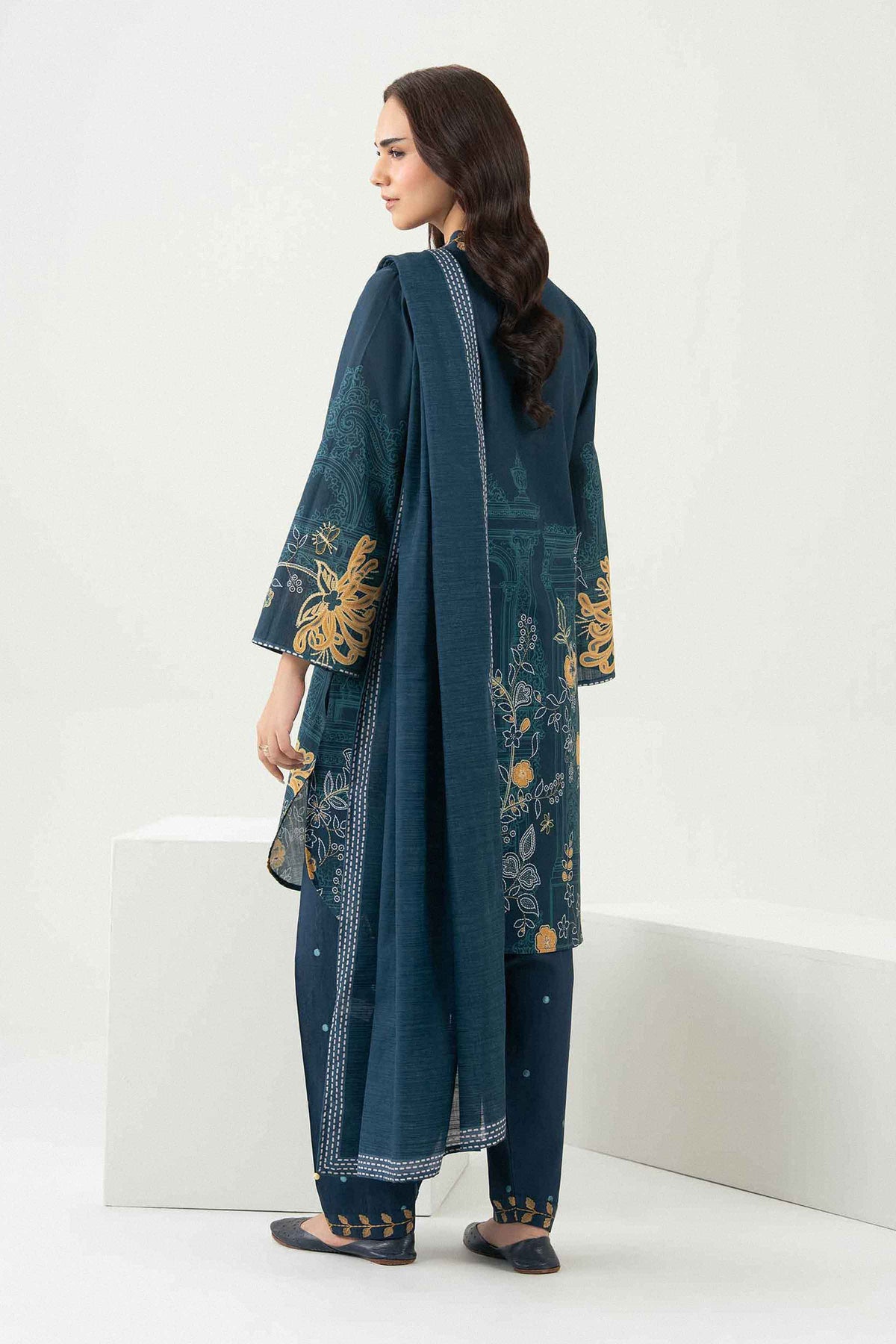 Nishat UK - Blue Embroidered Khaddar 3 Pieces ready to wear Suit