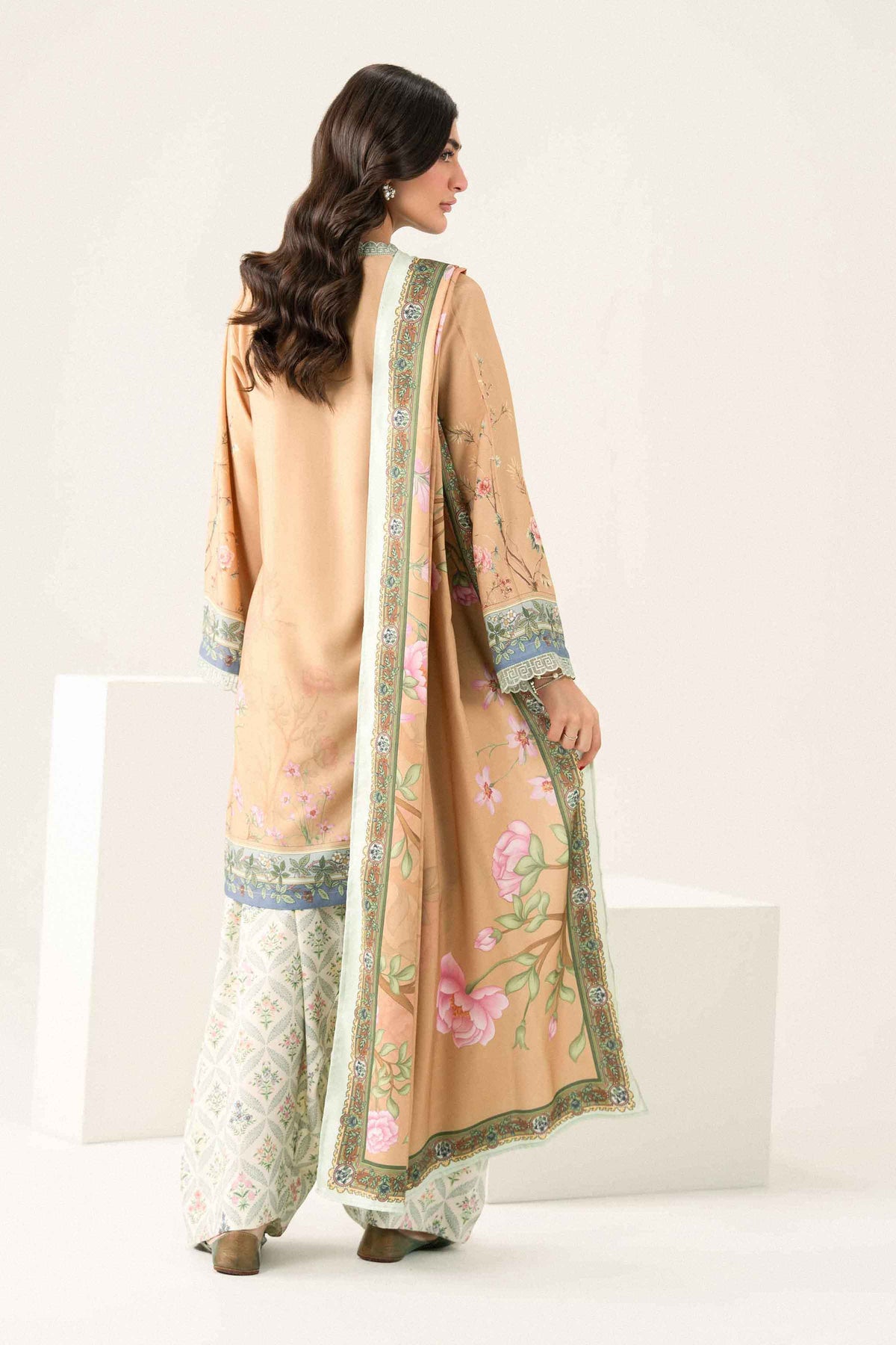 Nishat UK - Beige Embroidered Linen 3 Pieces ready to wear Suit