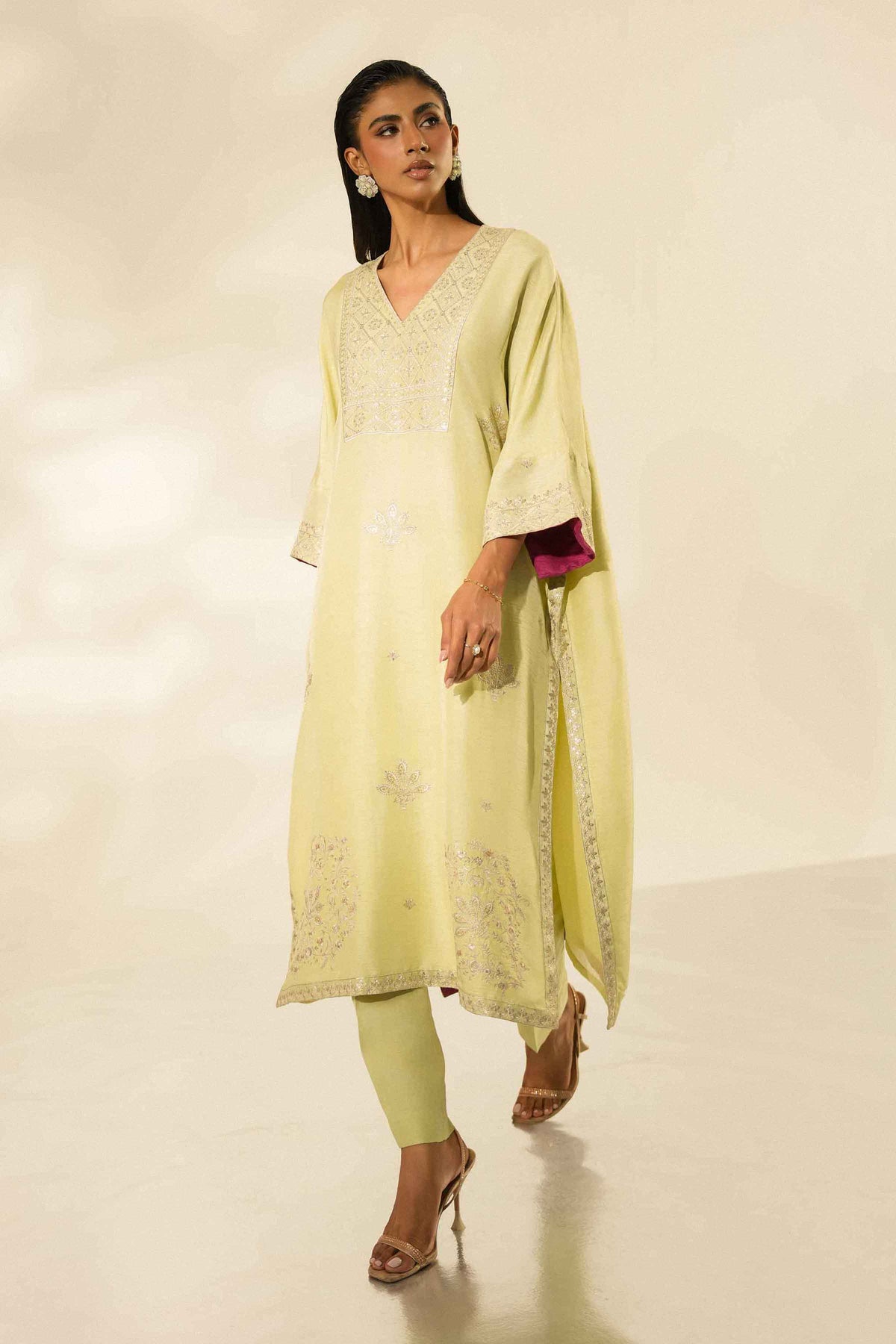 Nishat UK - Green Embroidered Silk 2 Pieces ready to wear Dress