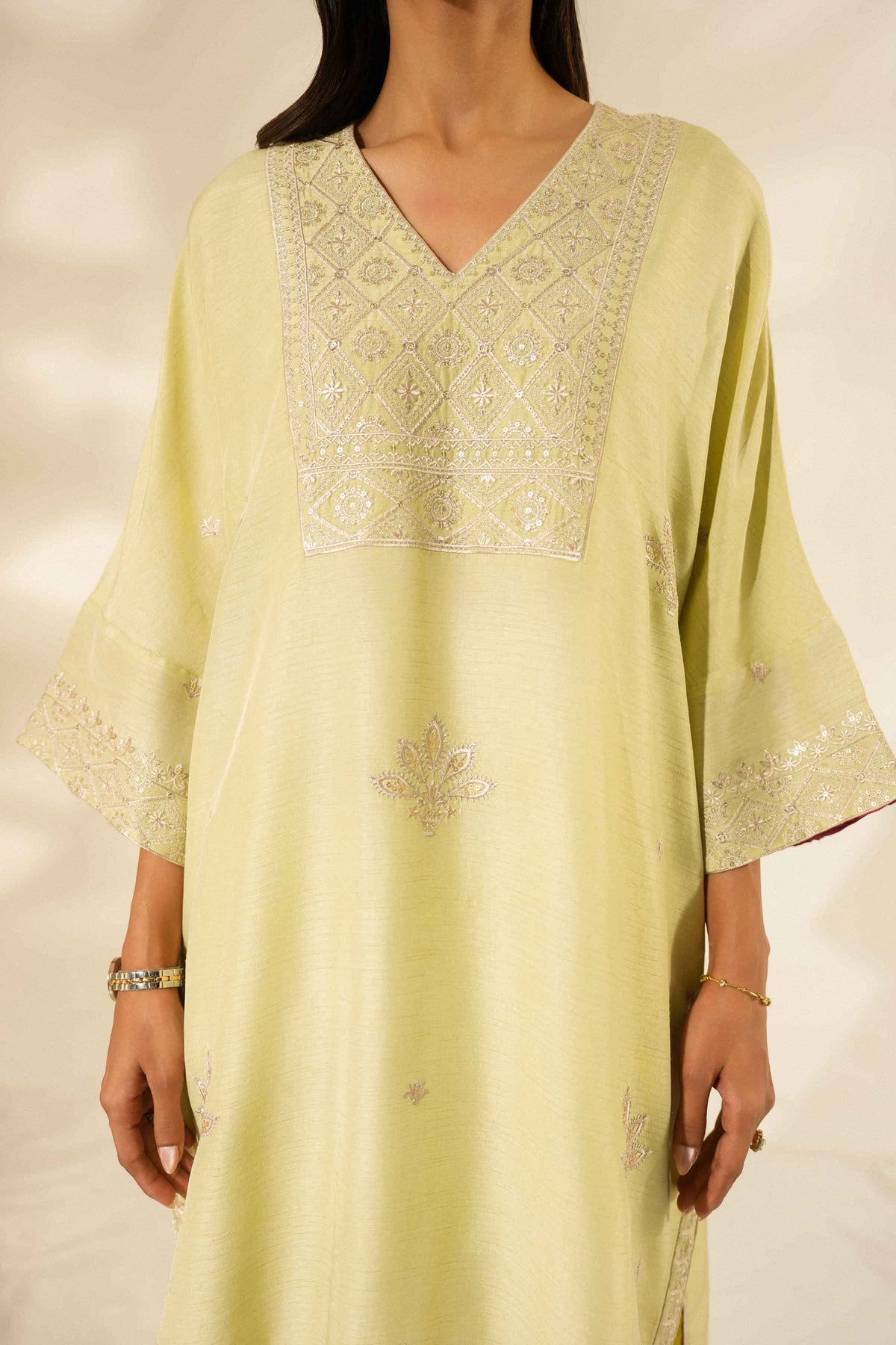 Nishat UK - Green Embroidered Silk 2 Pieces ready to wear Dress
