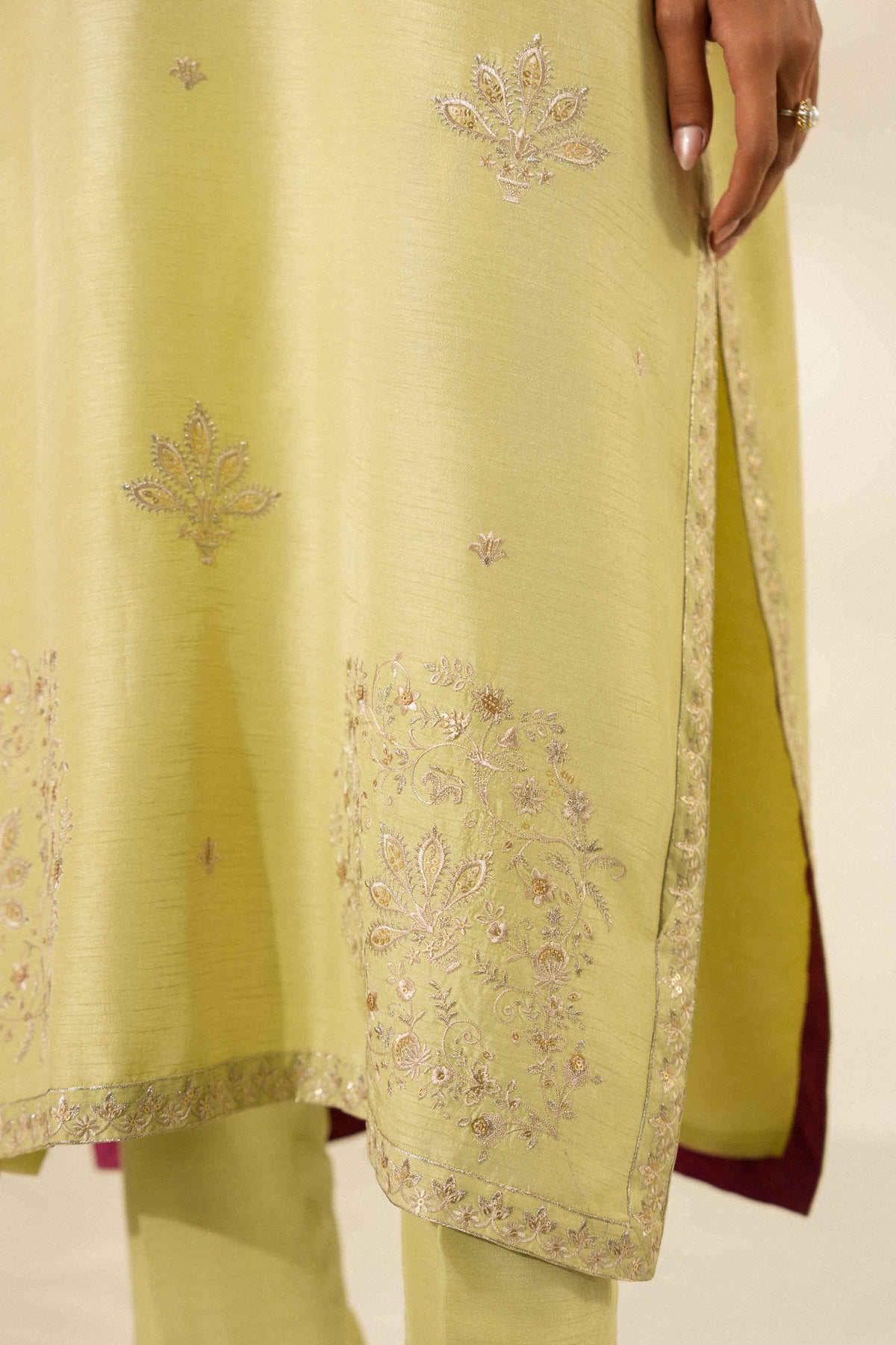 Nishat UK - Green Embroidered Silk 2 Pieces ready to wear Dress