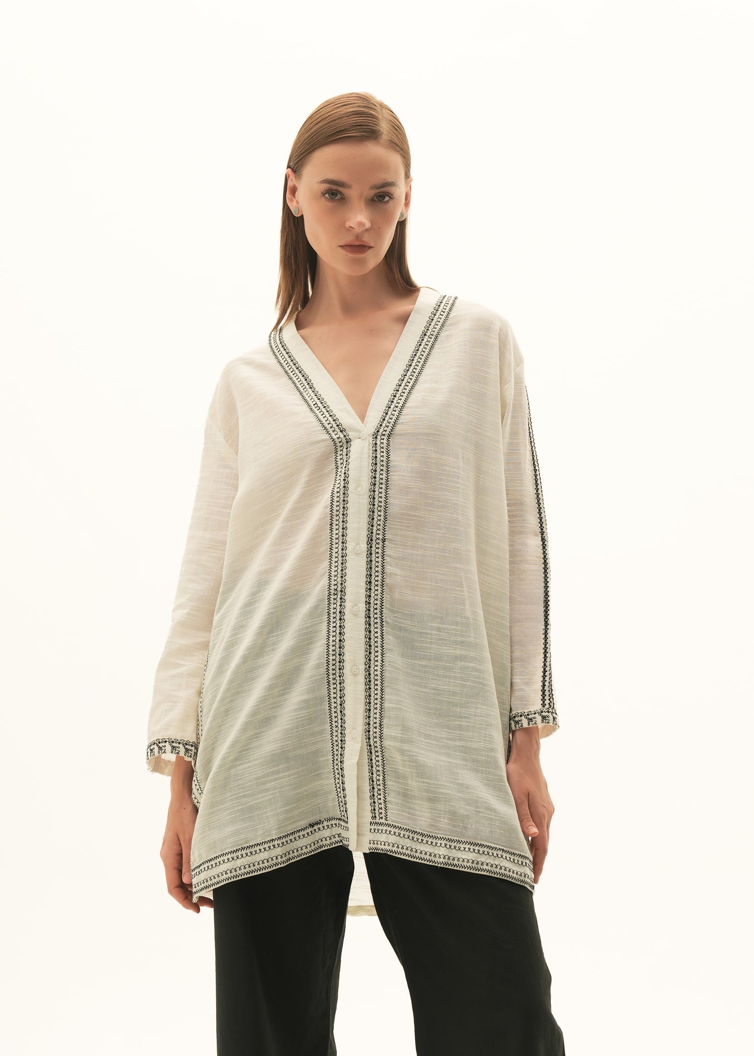 NishatUK - White Embroidered Cotton 1-piece ready to wear Blouse