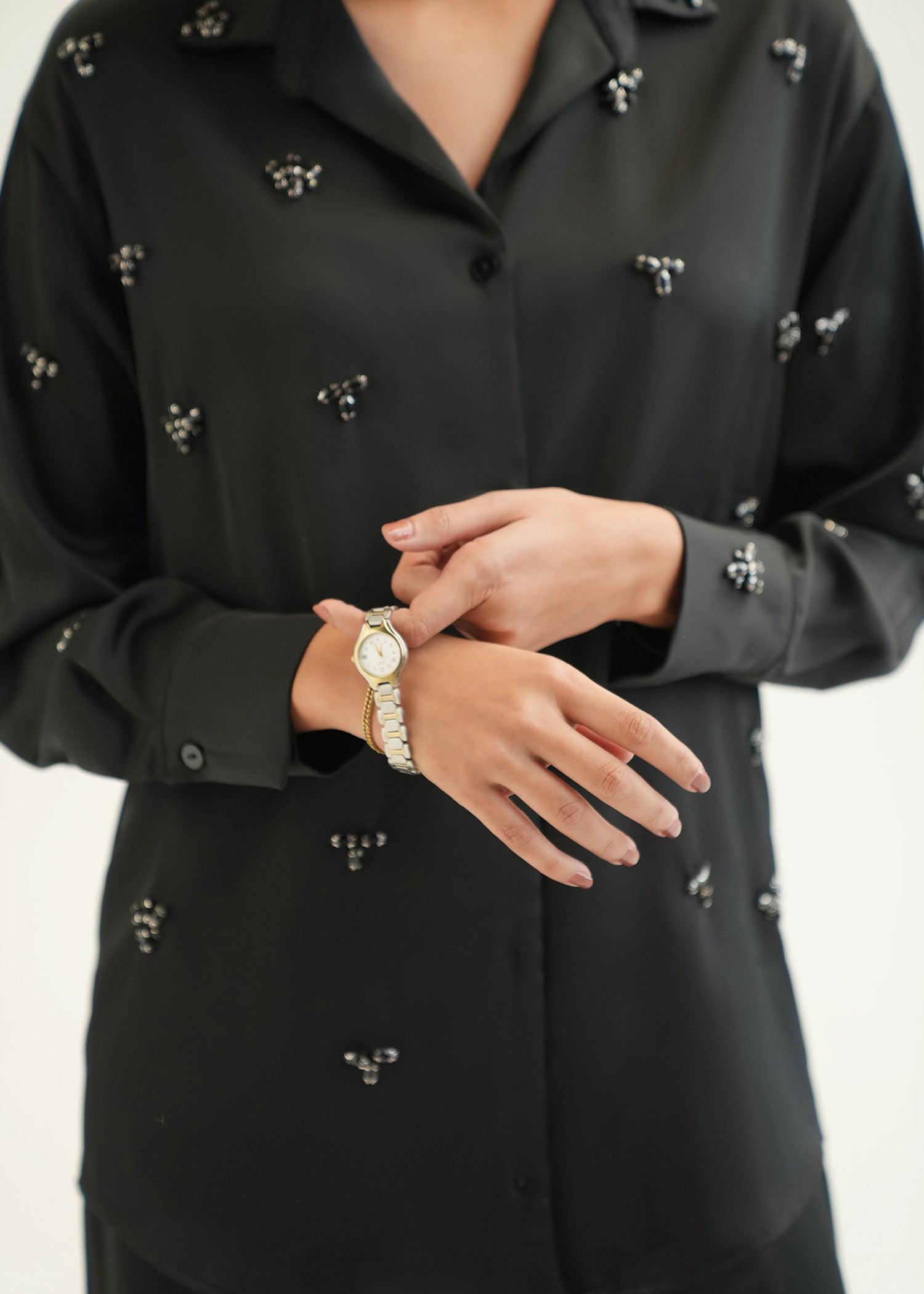 NishatUK - Black Embroidered Polyester 1-piece ready to wear Shirt