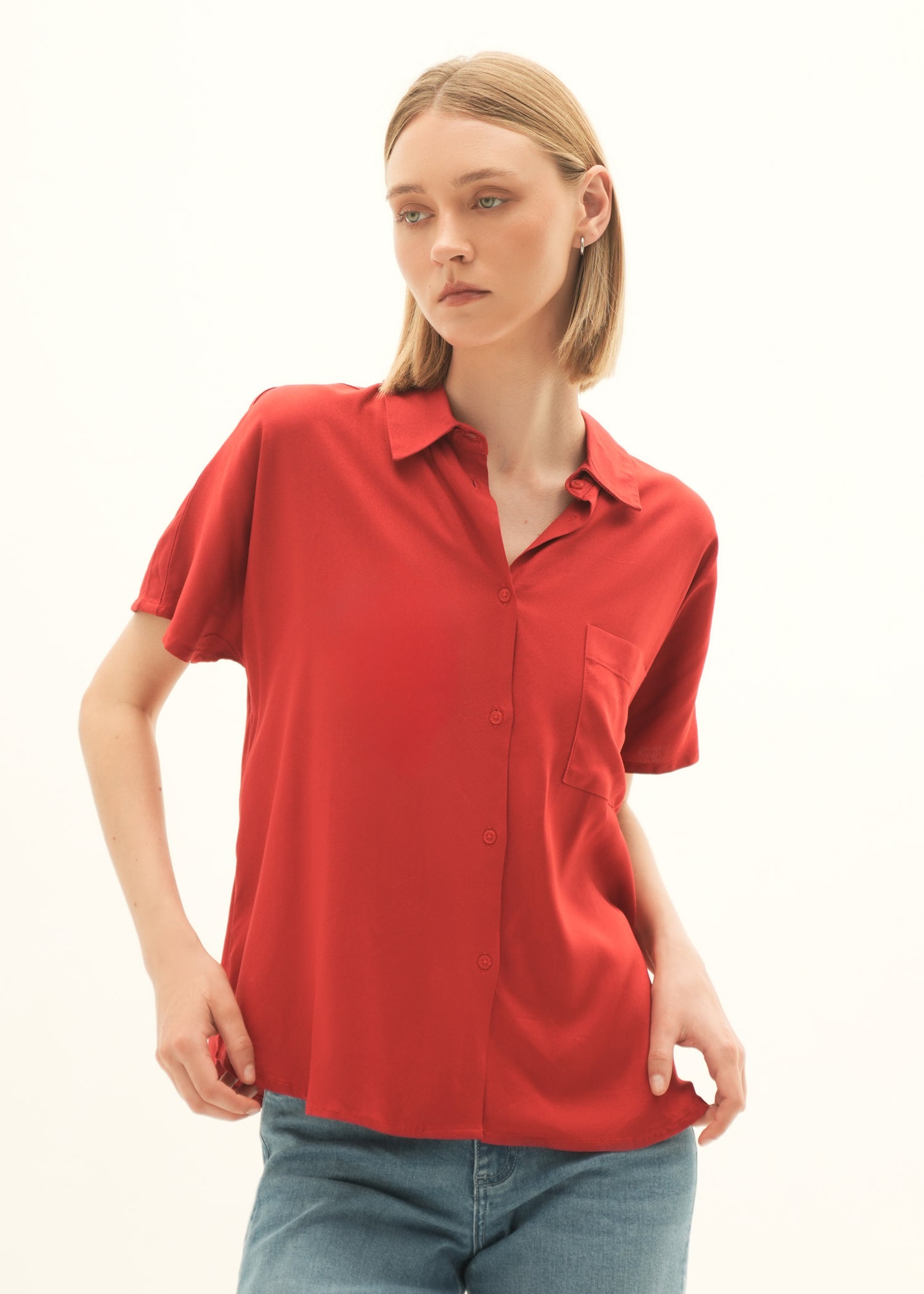 NishatUK - Red Solids Viscose 1-piece ready to wear Shirt