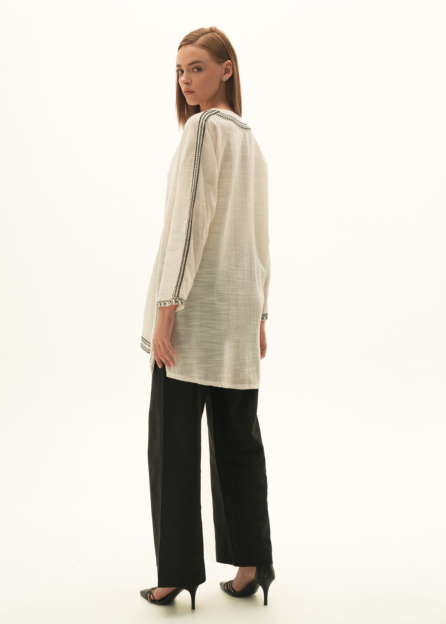 NishatUK - White Embroidered Cotton 1-piece ready to wear Blouse