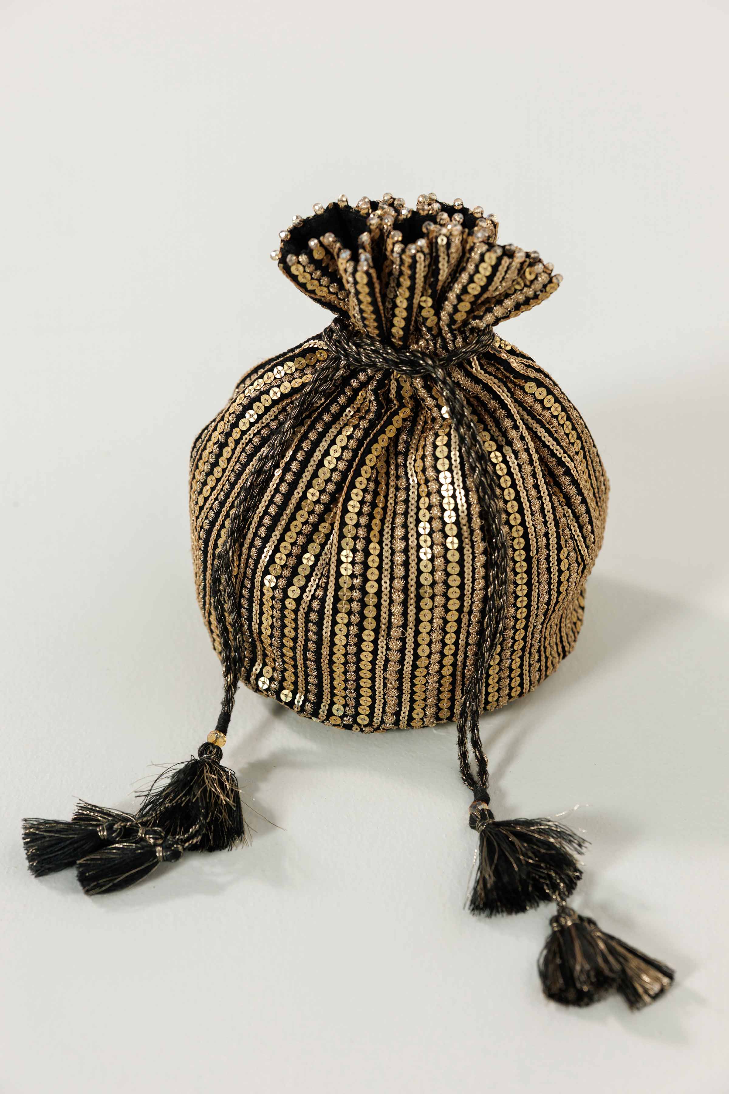 NishatUK - Black Embroidered Silk ready to wear Pouch