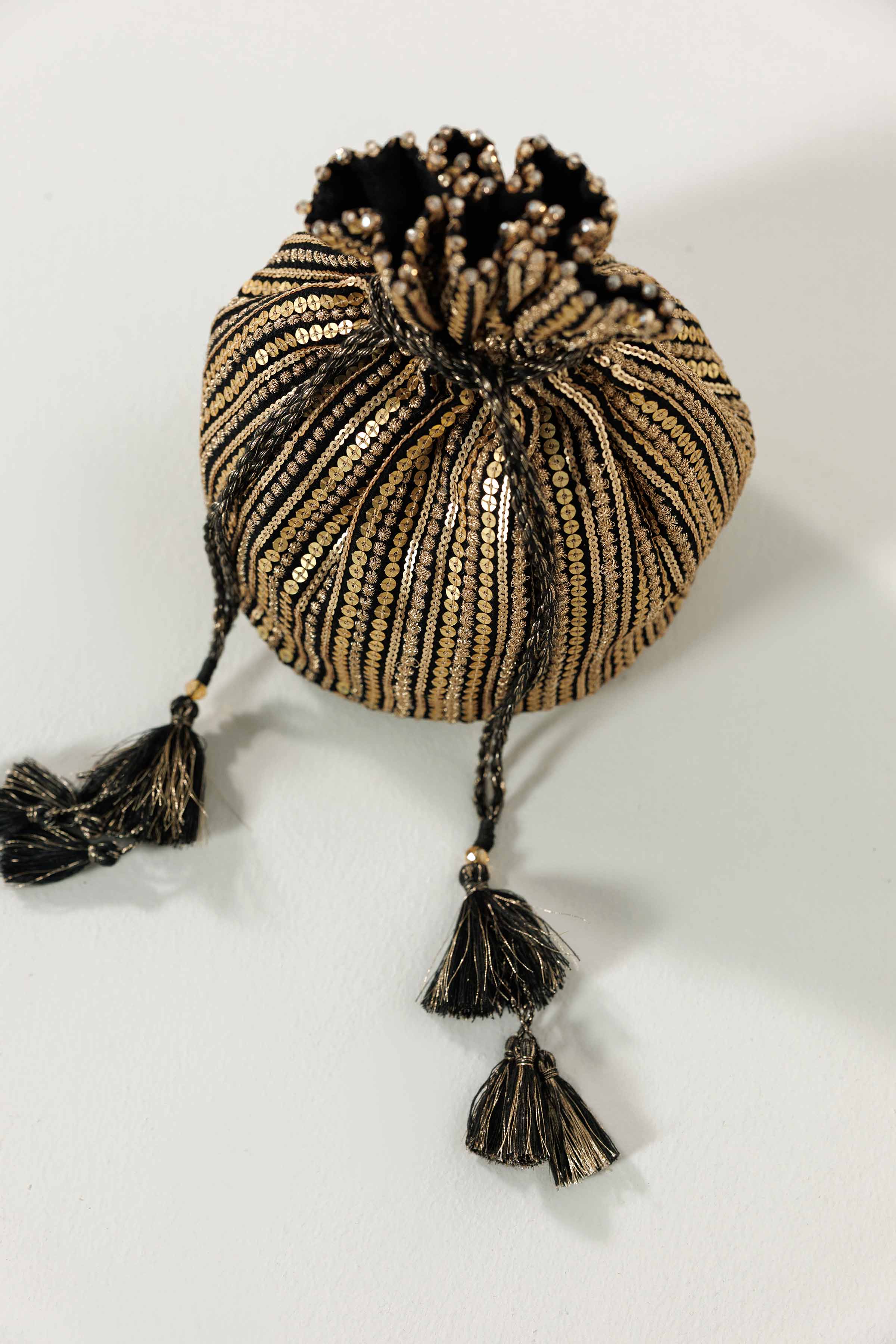 NishatUK - Black Embroidered Silk ready to wear Pouch