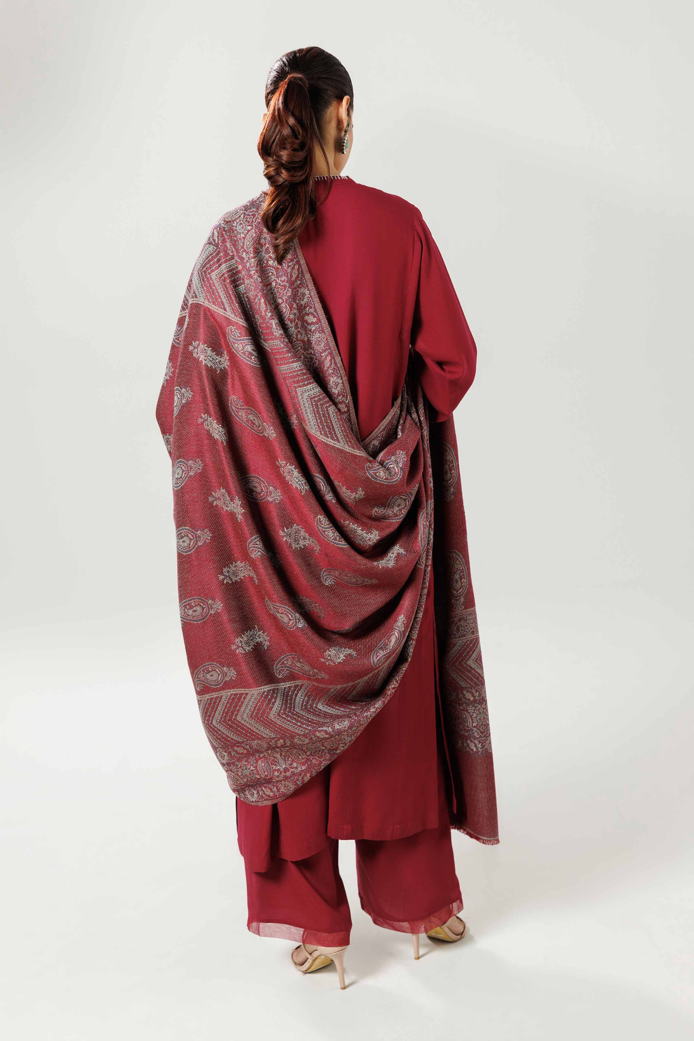 NishatUK - Maroon Solids Linen 3-piece ready to wear luxury suit