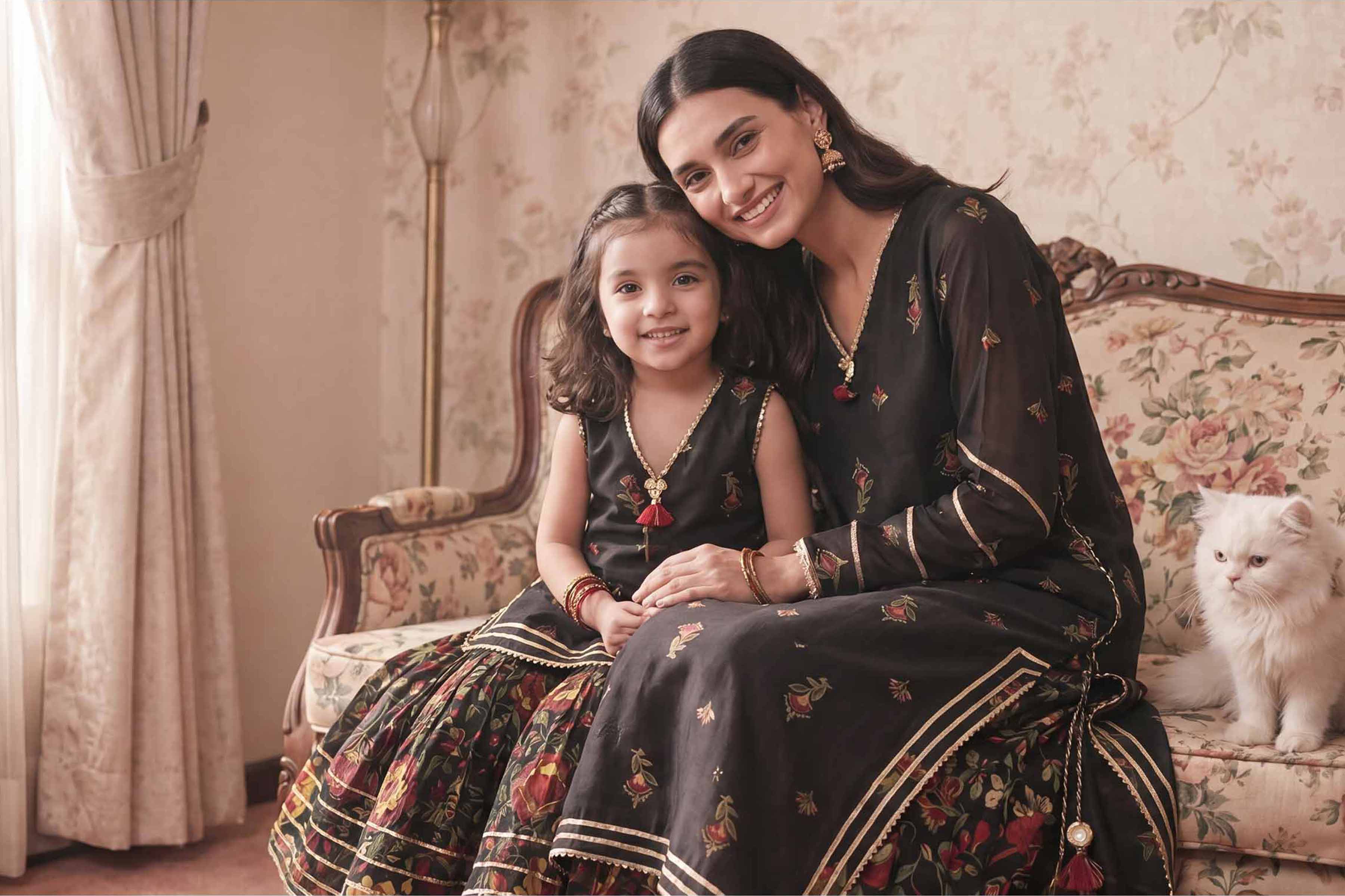 Nishat UK - Black Printed Lawn 2 Piece ready to wear Dress