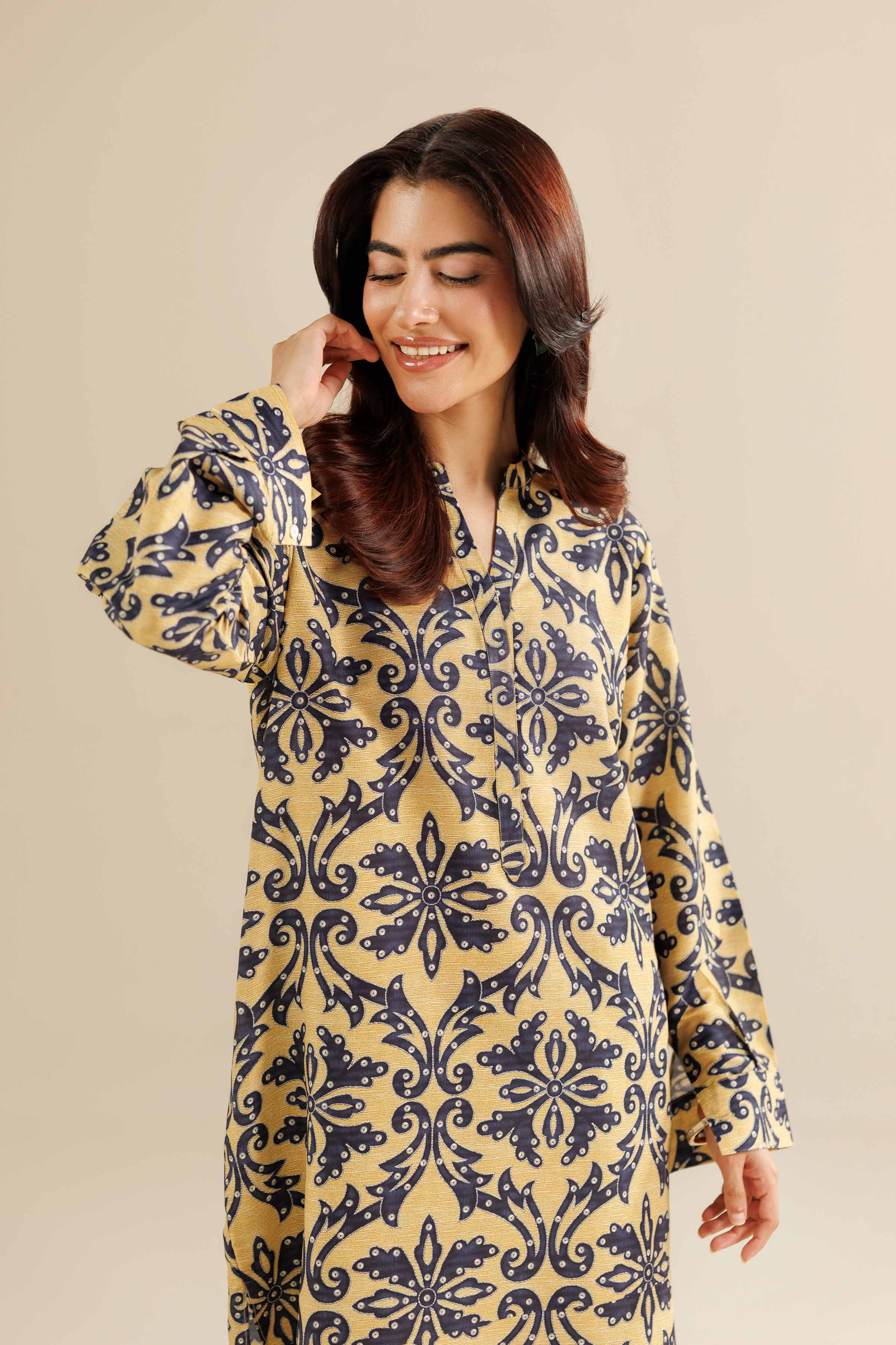 NishatUK - Yellow Printed Swiss Lawn 2-piece ready to wear Dress