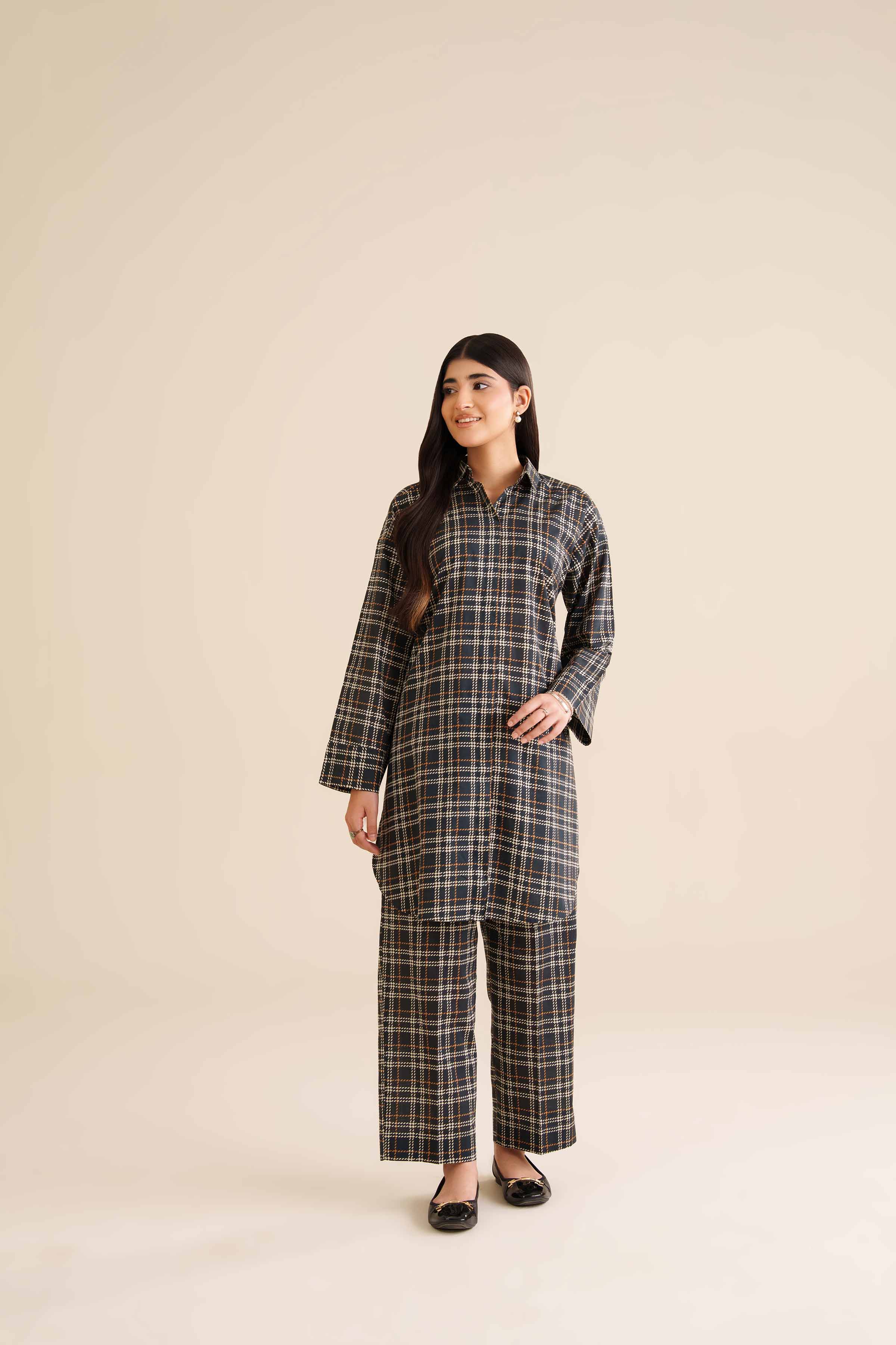 NishatUK - Black Printed Cambric 2-piece ready to wear Dress