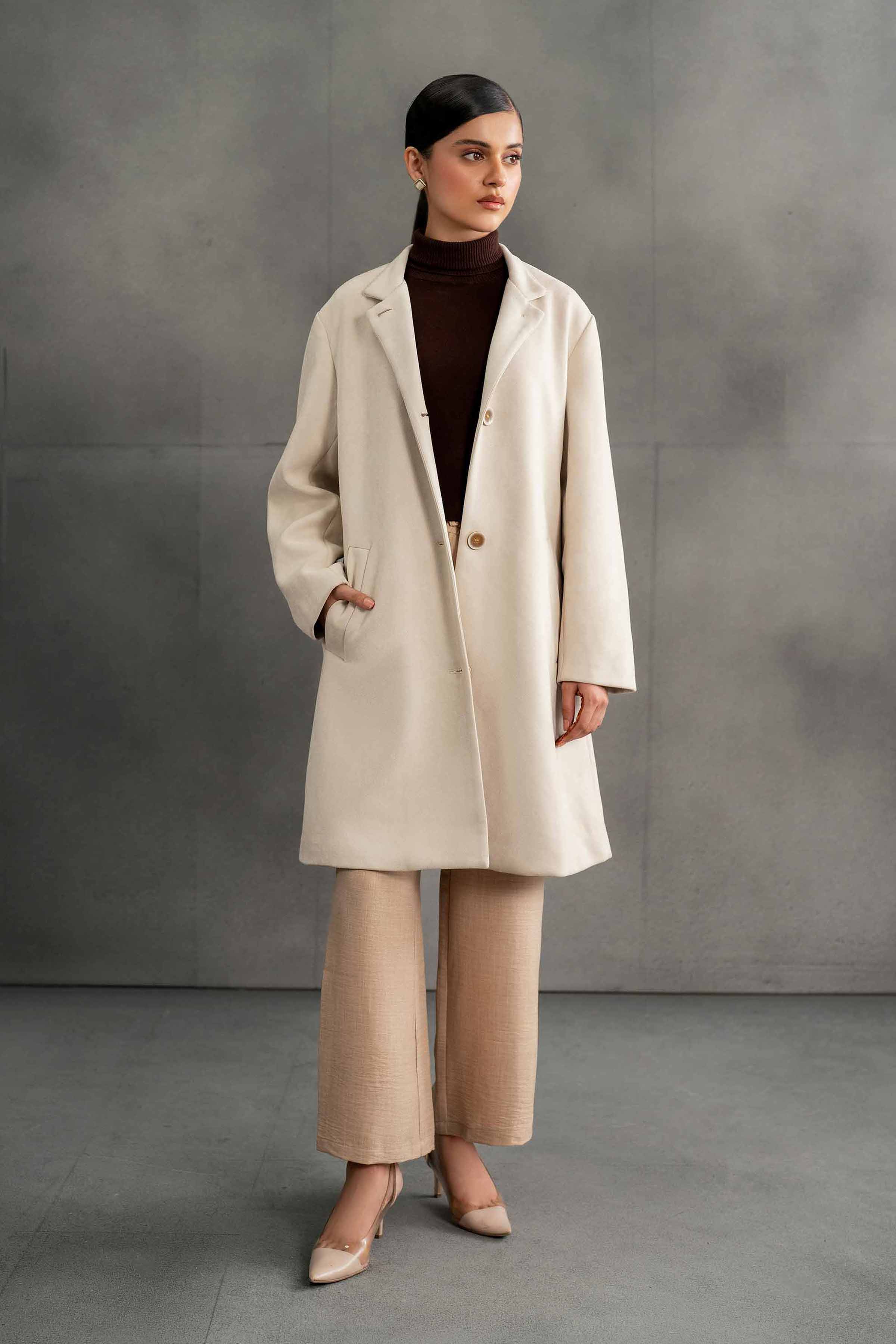 NishatUK - Brown Solids Soft Cozy and Durable 1-piece ready to wear Coat