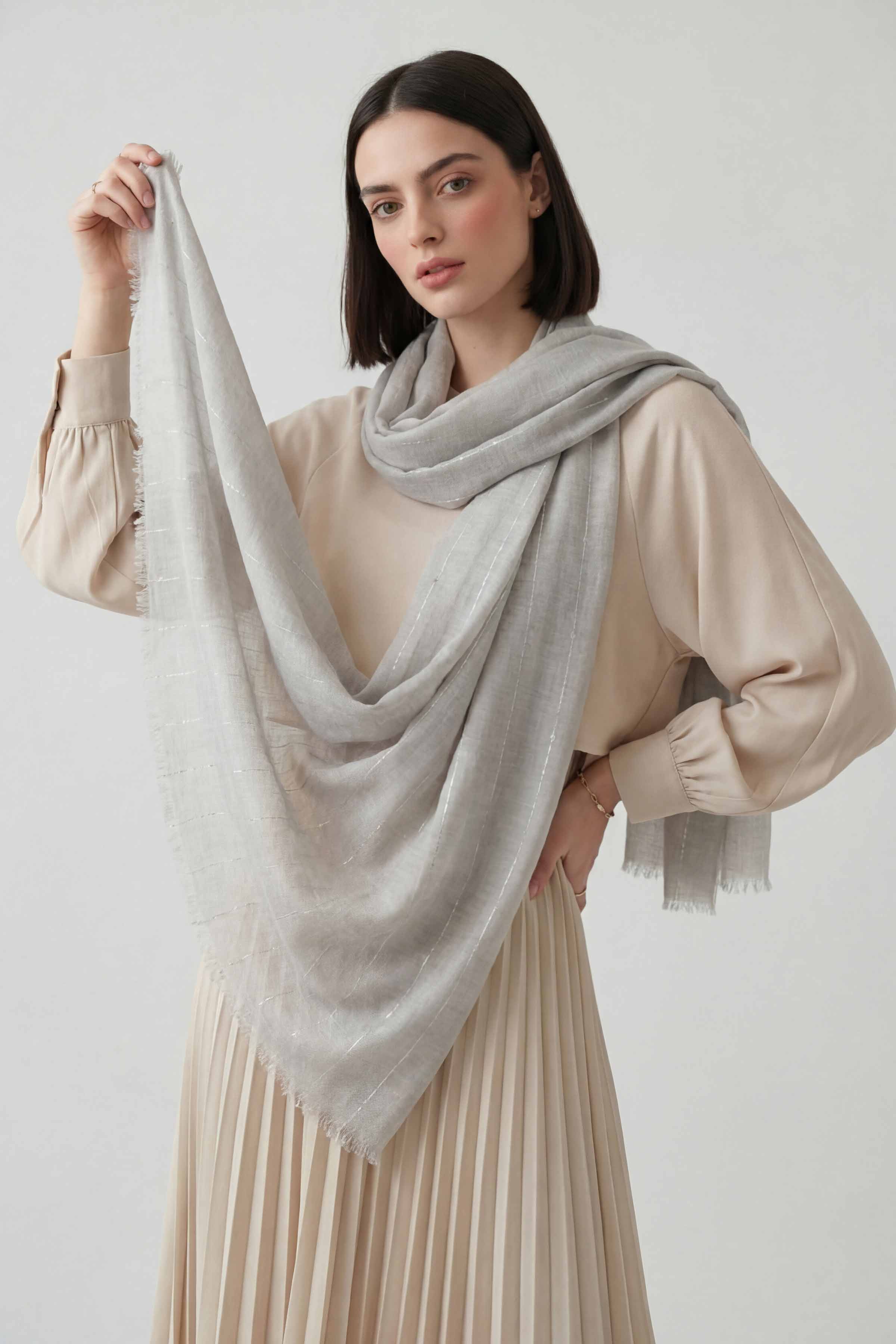 Grey Women Scarf-443392111