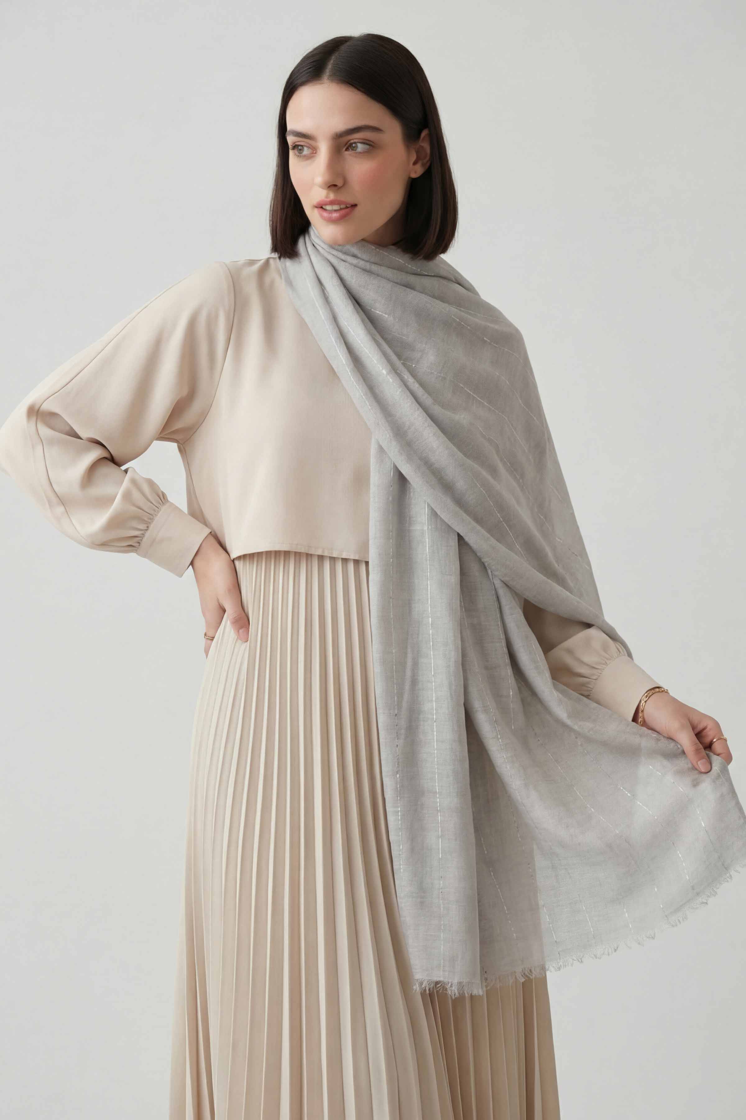 Grey Women Scarf-443392111