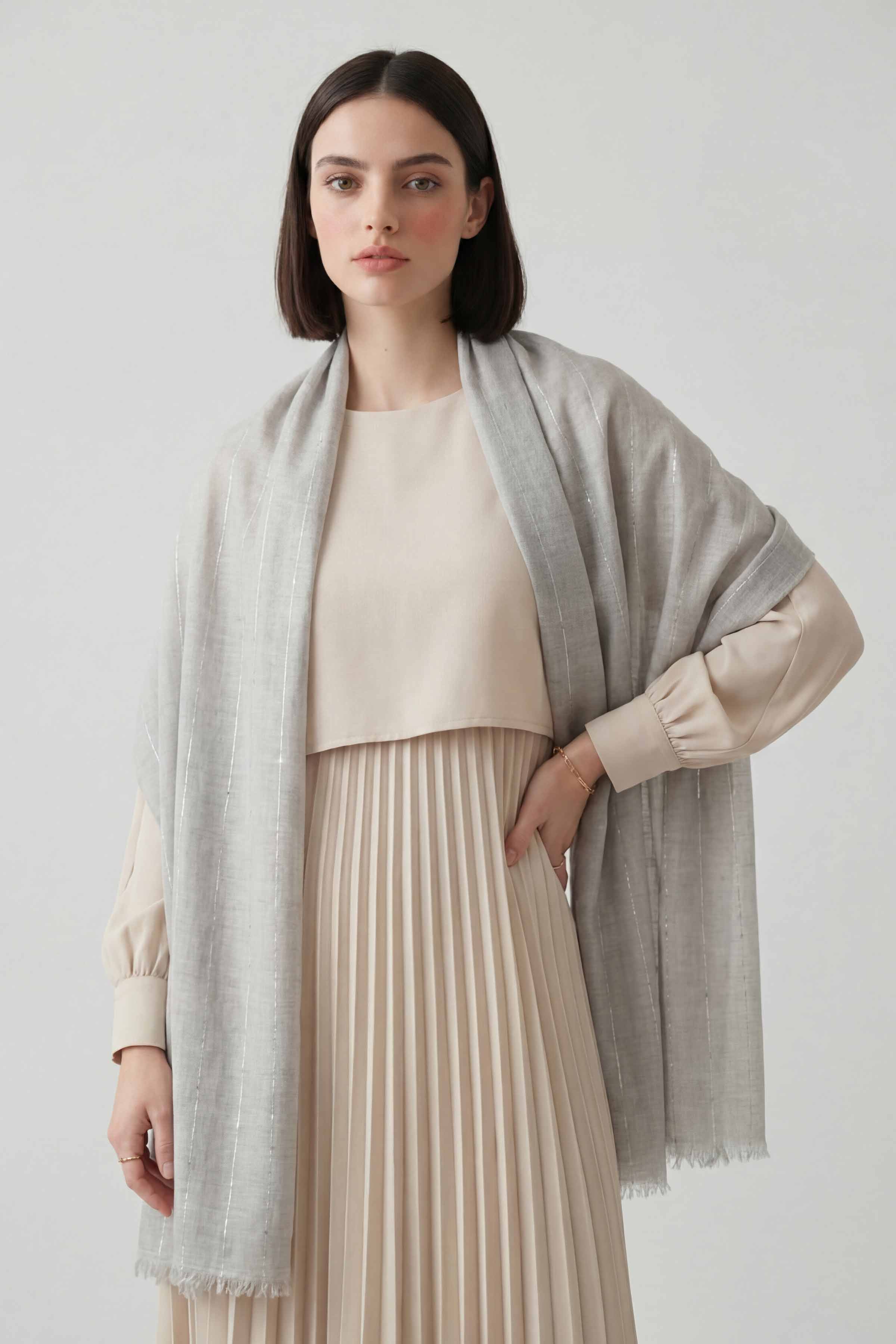 Grey Women Scarf-443392111