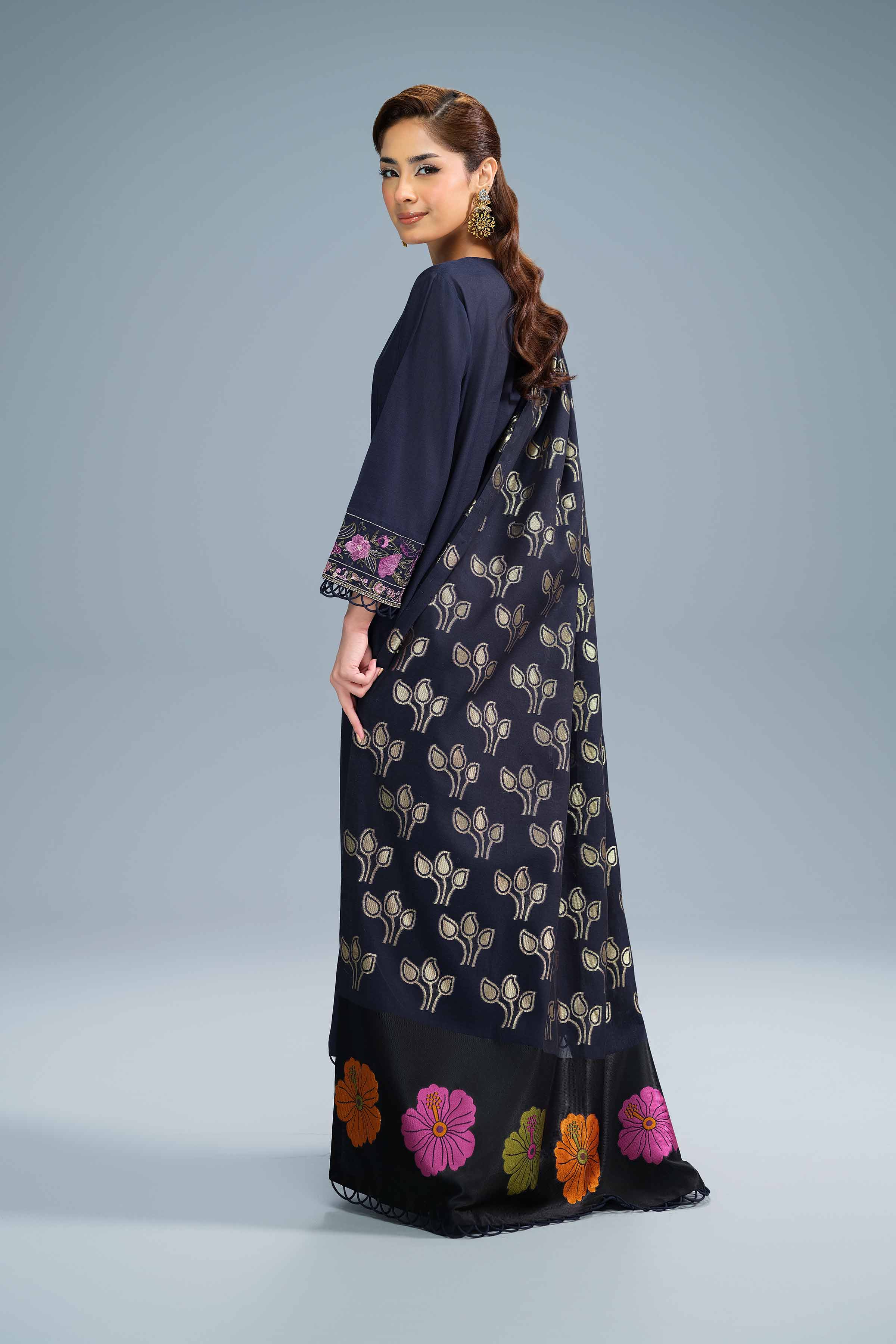 NishatUK - Blue Embroidered   Fancy 3-piece unstitched Suit