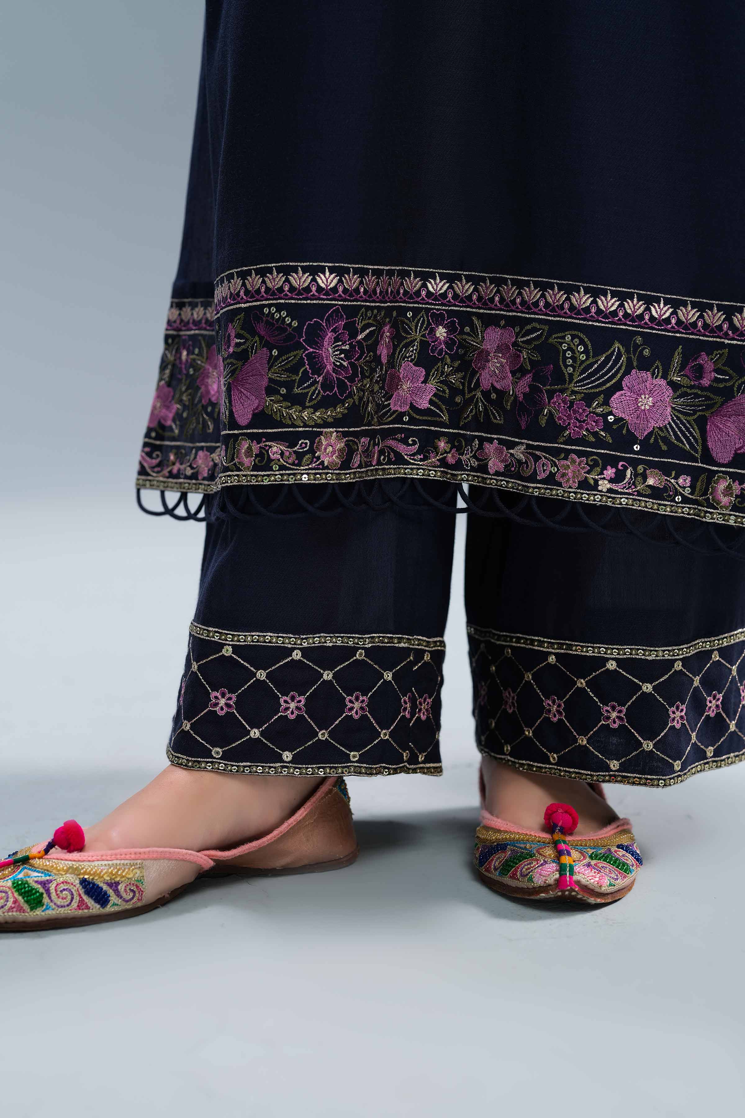 NishatUK - Blue Embroidered   Fancy 3-piece unstitched Suit