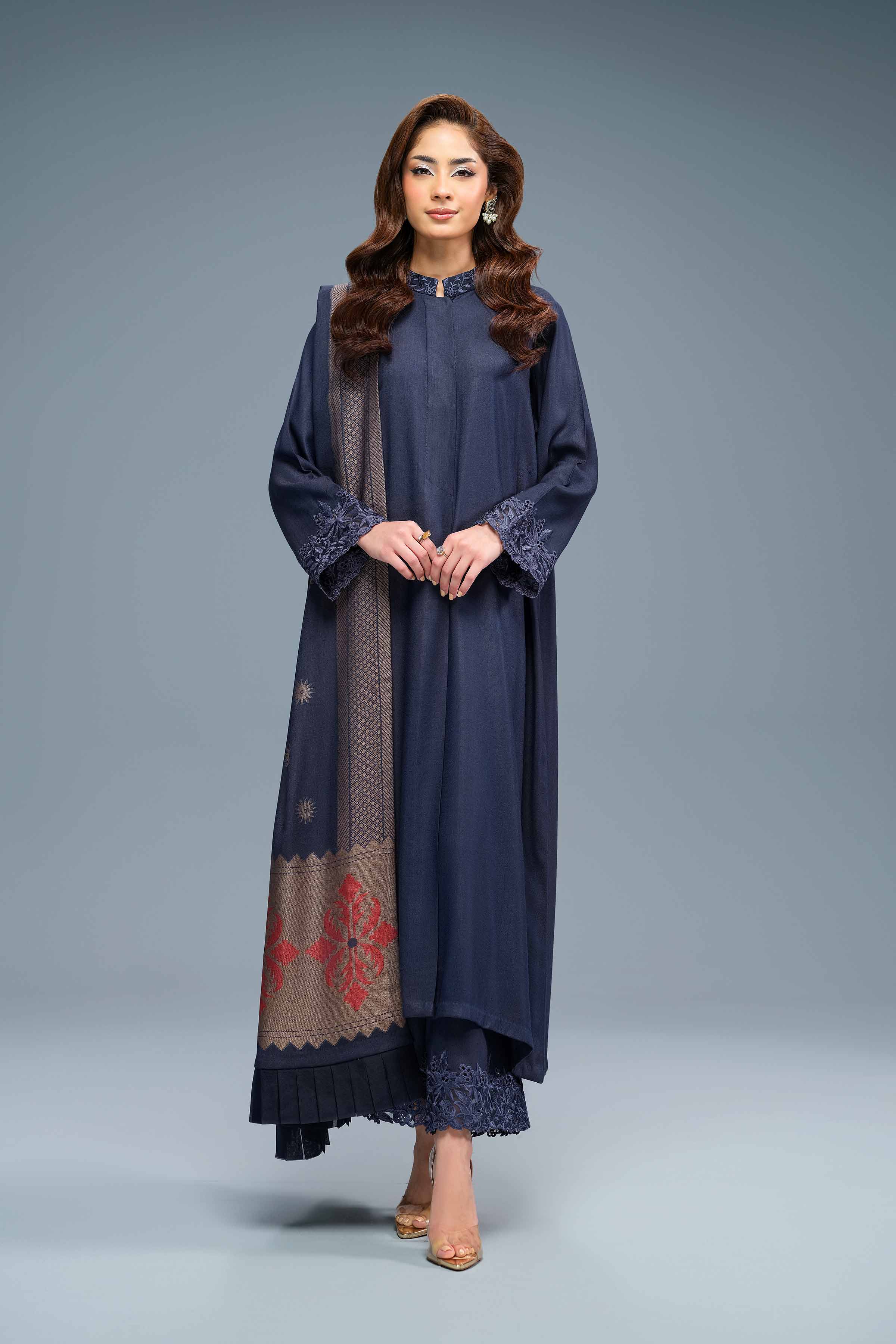 NishatUK - Blue Embroidered   Fancy 3-piece unstitched Suit