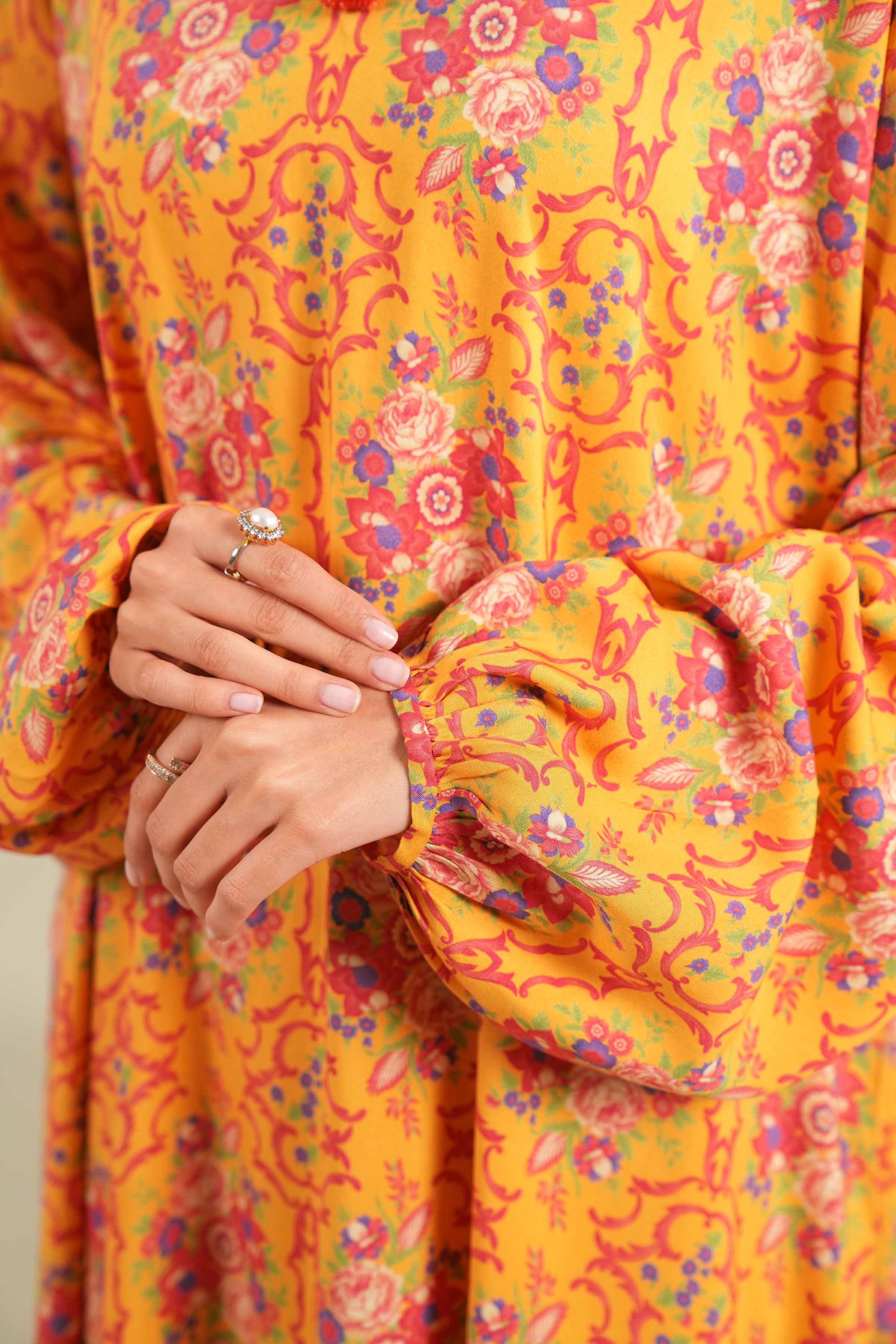 NishatUK - Yellow Printed Linen 2-piece unstitched Dress