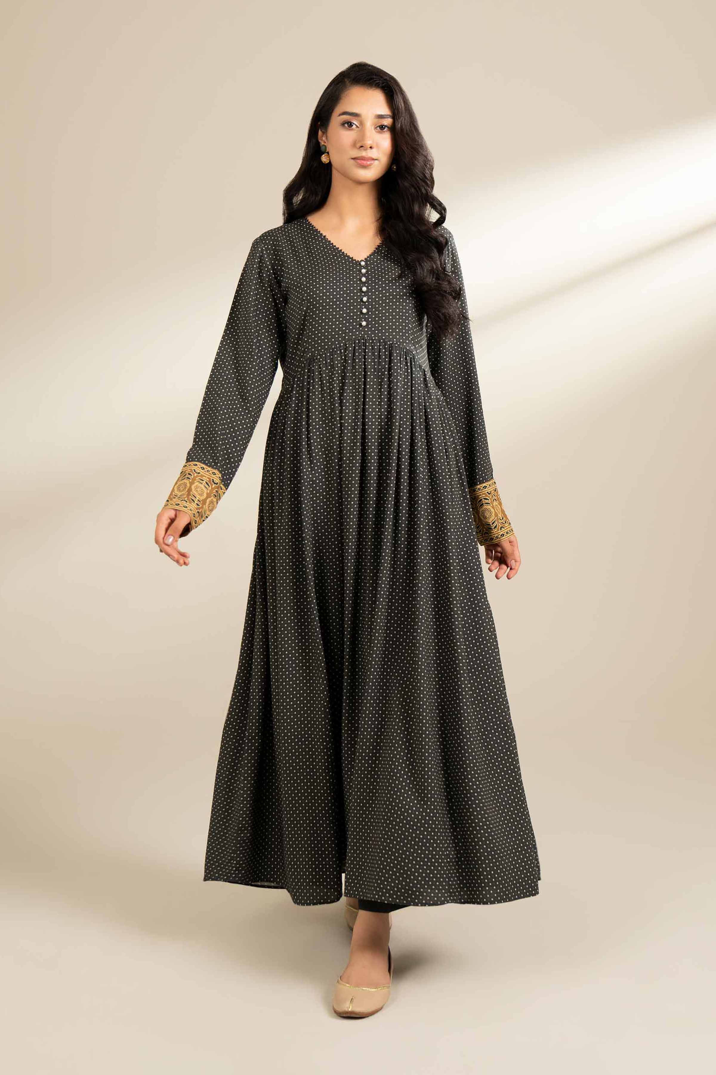 NishatUK - Black Printed Linen 2-piece unstitched Dress
