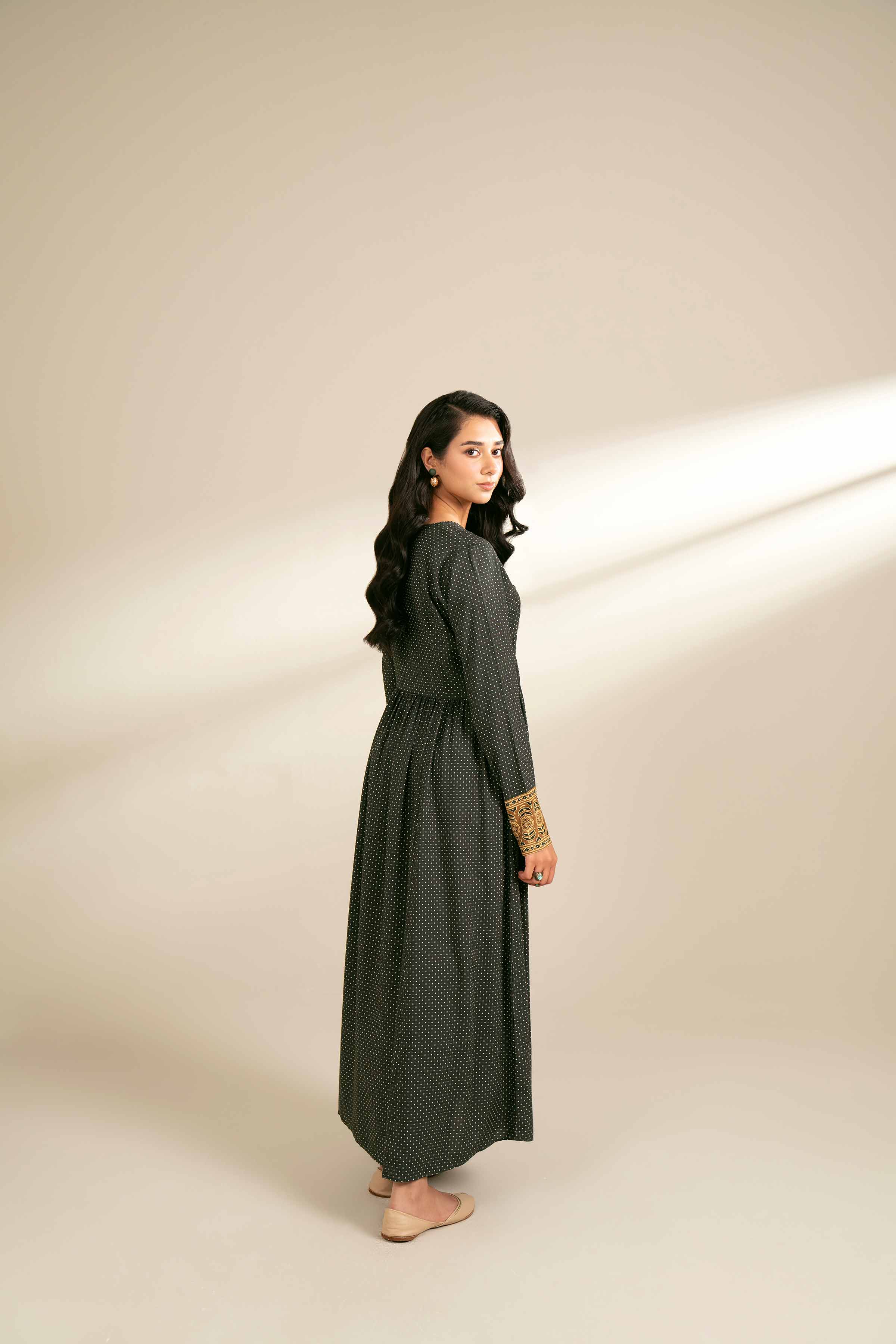 NishatUK - Black Printed Linen 2-piece unstitched Dress