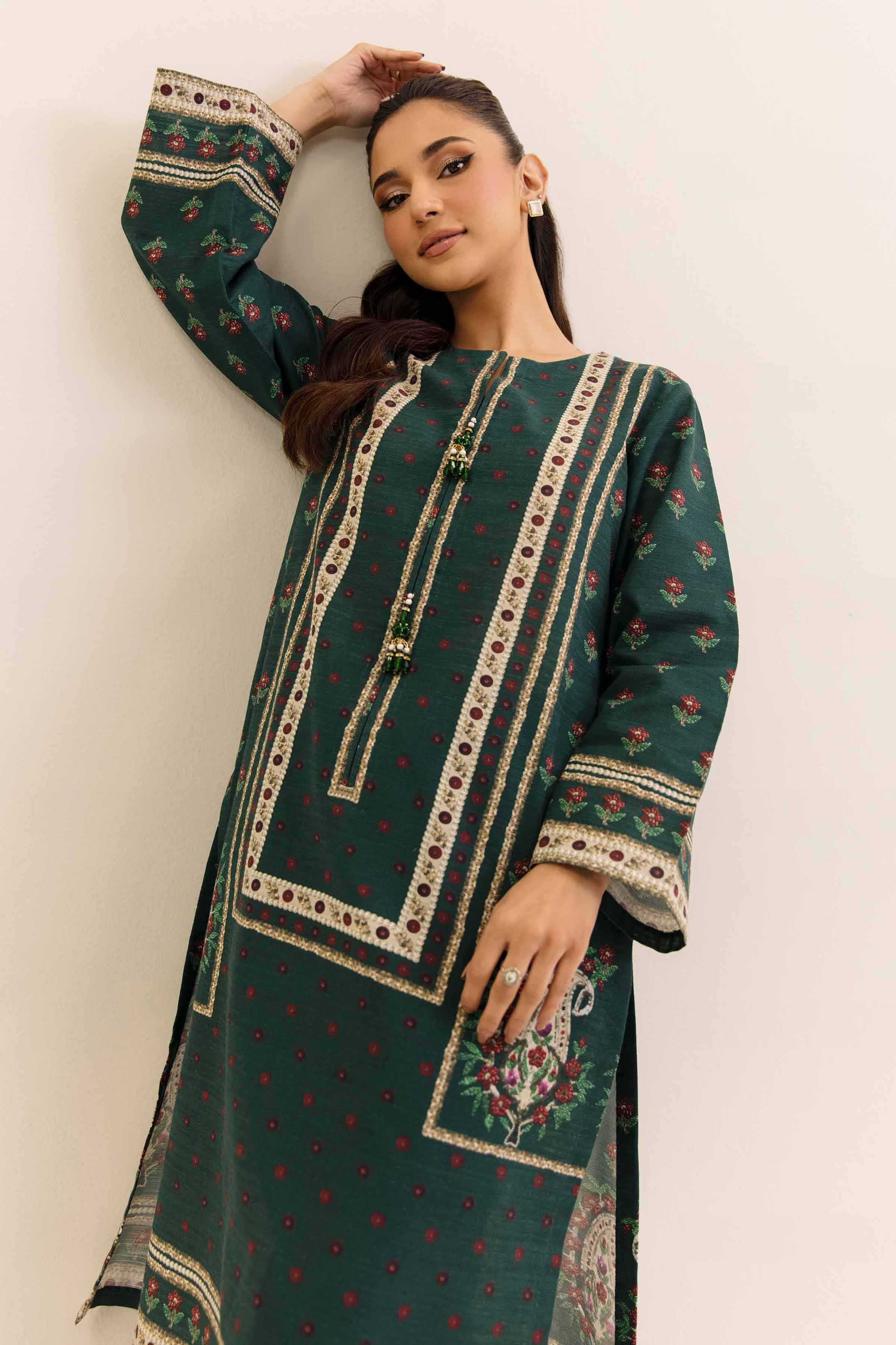 NishatUK - Green Printed Khaddar 2-piece unstitched Dress