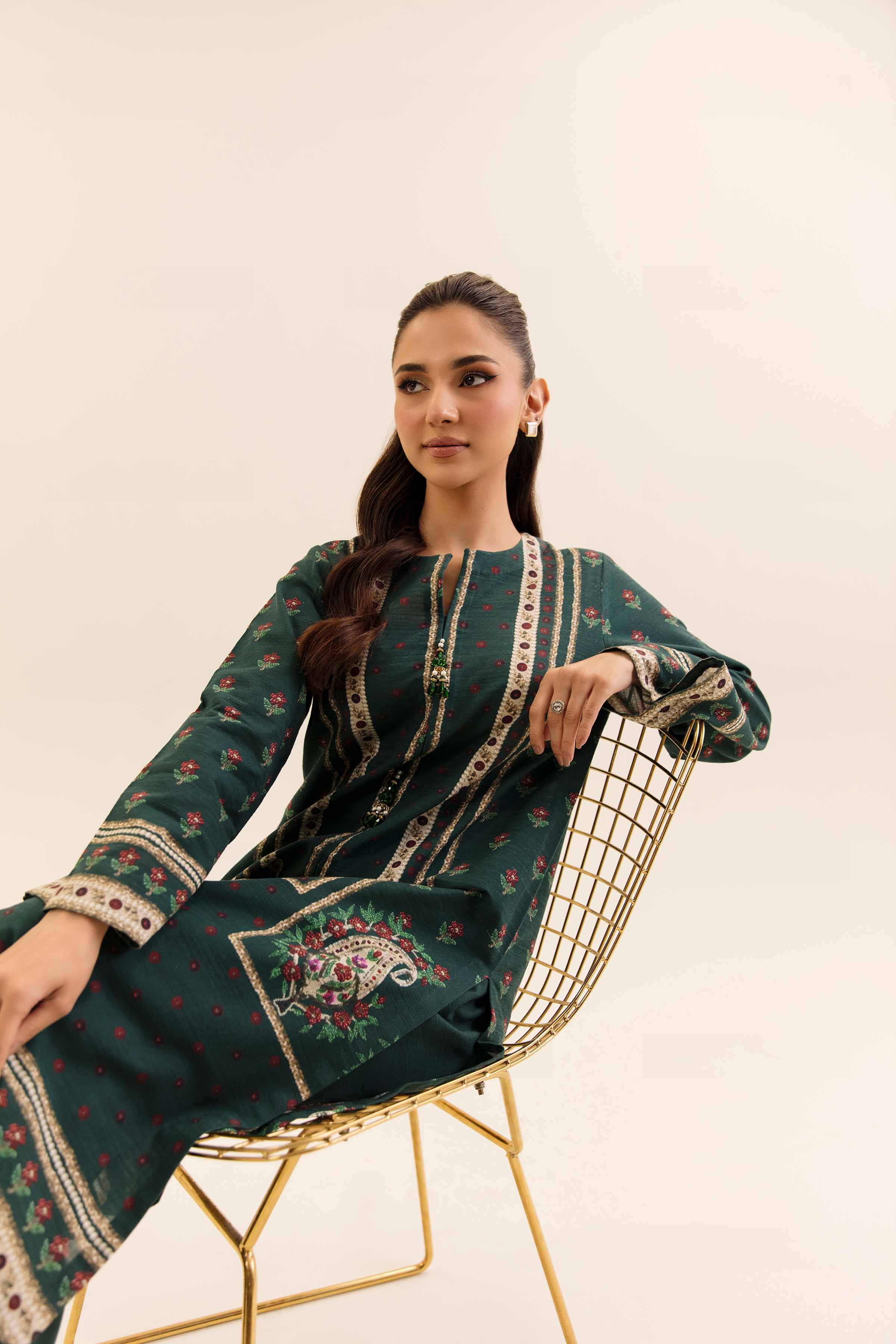 NishatUK - Green Printed Khaddar 2-piece unstitched Dress