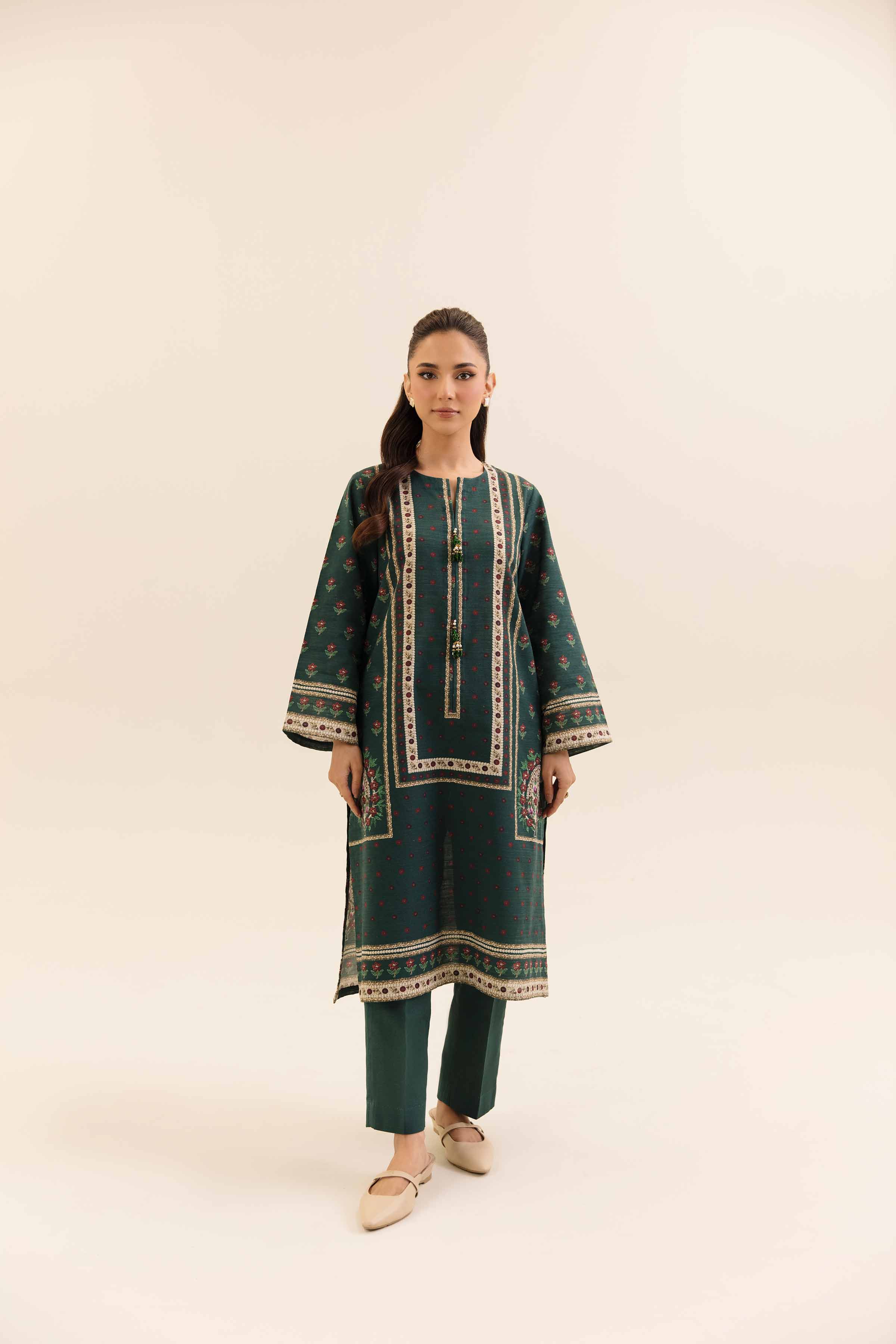 NishatUK - Green Printed Khaddar 2-piece unstitched Dress