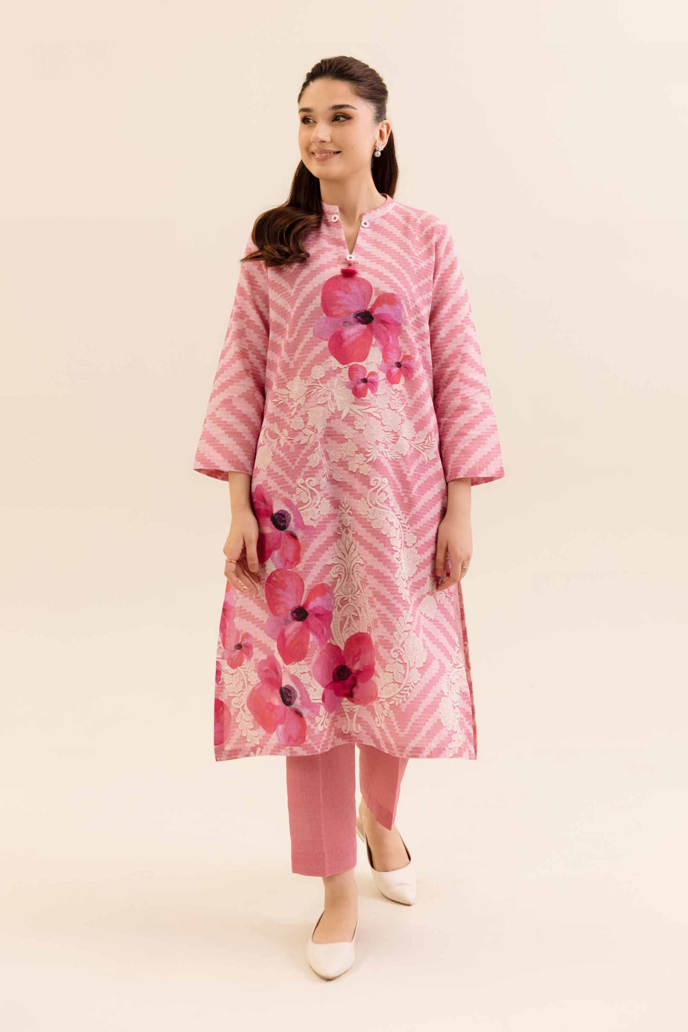 NishatUK - Pink Printed Khaddar 2-piece unstitched Dress