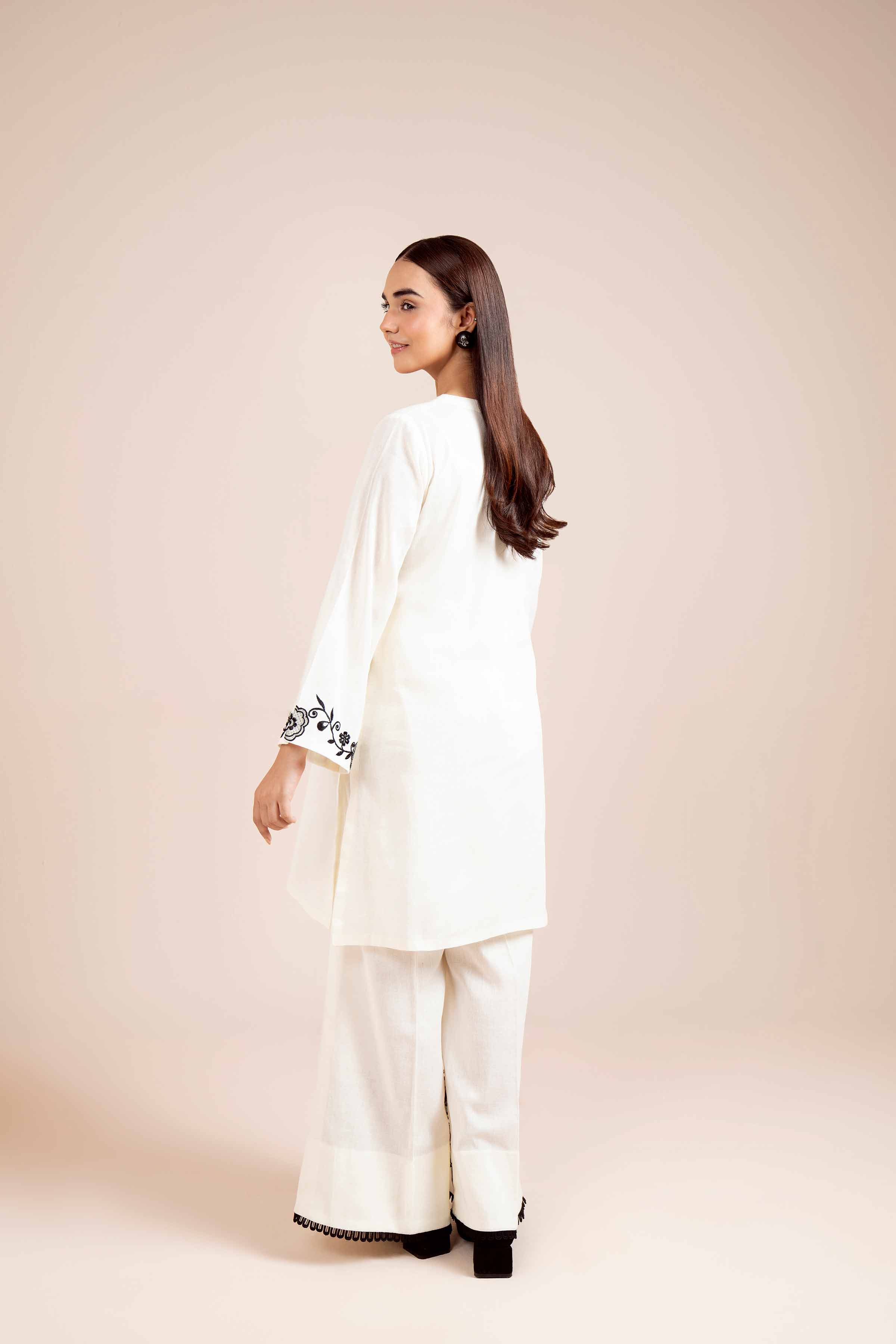 NishatUK - Off White Embroidered  Cotton 2-piece unstitched Dress