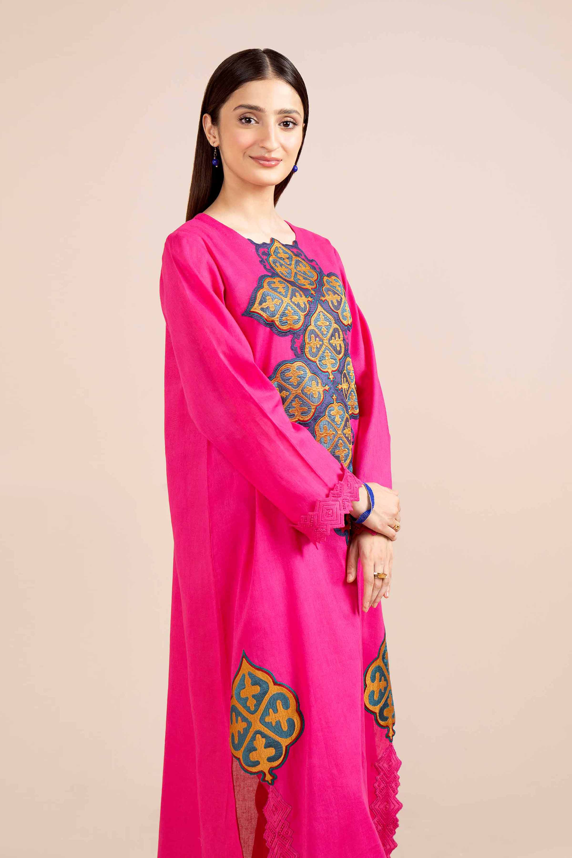NishatUK - Pink Embroidered  Cotton 2-piece unstitched Dress