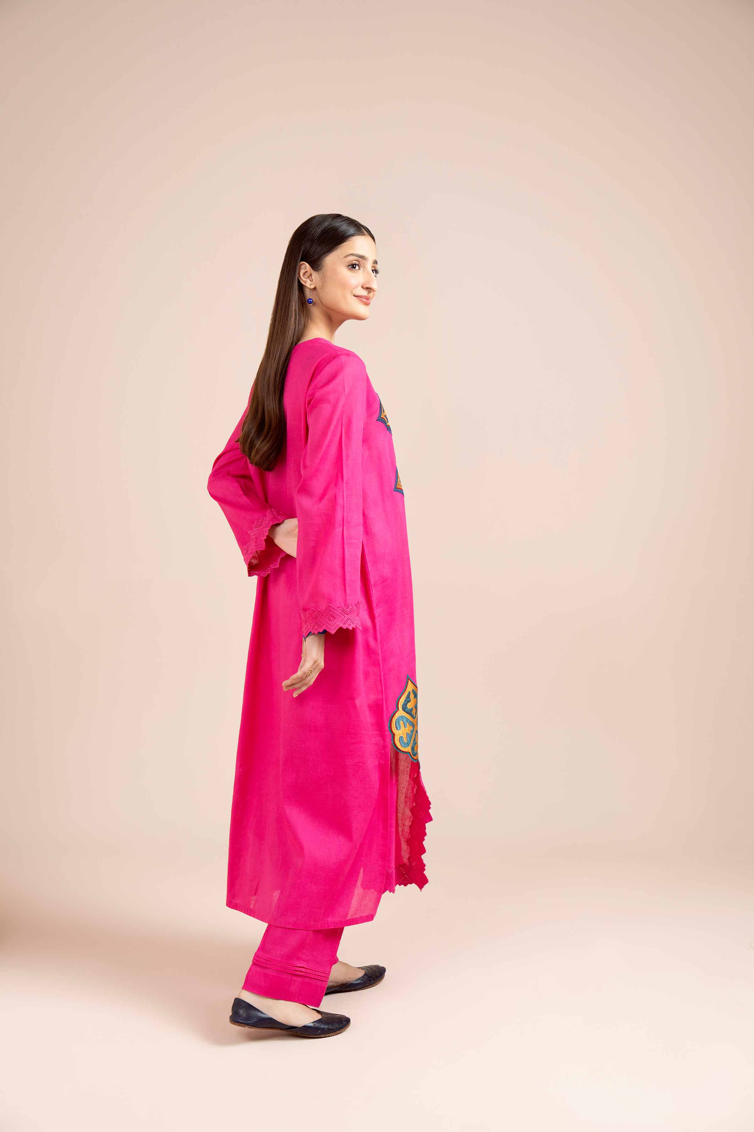 NishatUK - Pink Embroidered  Cotton 2-piece unstitched Dress