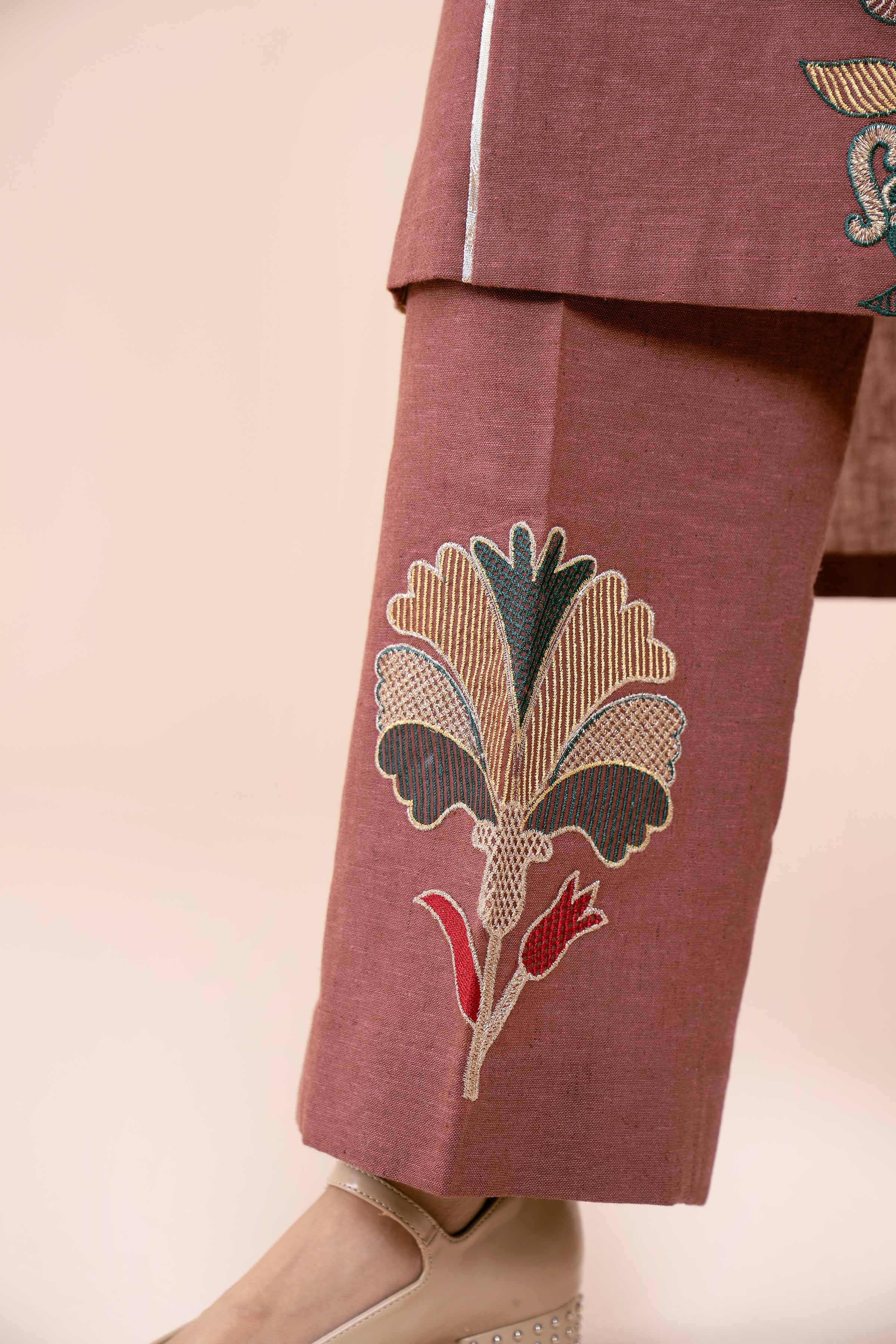 NishatUK - Pink Embroidered  Linen 2-piece unstitched Dress