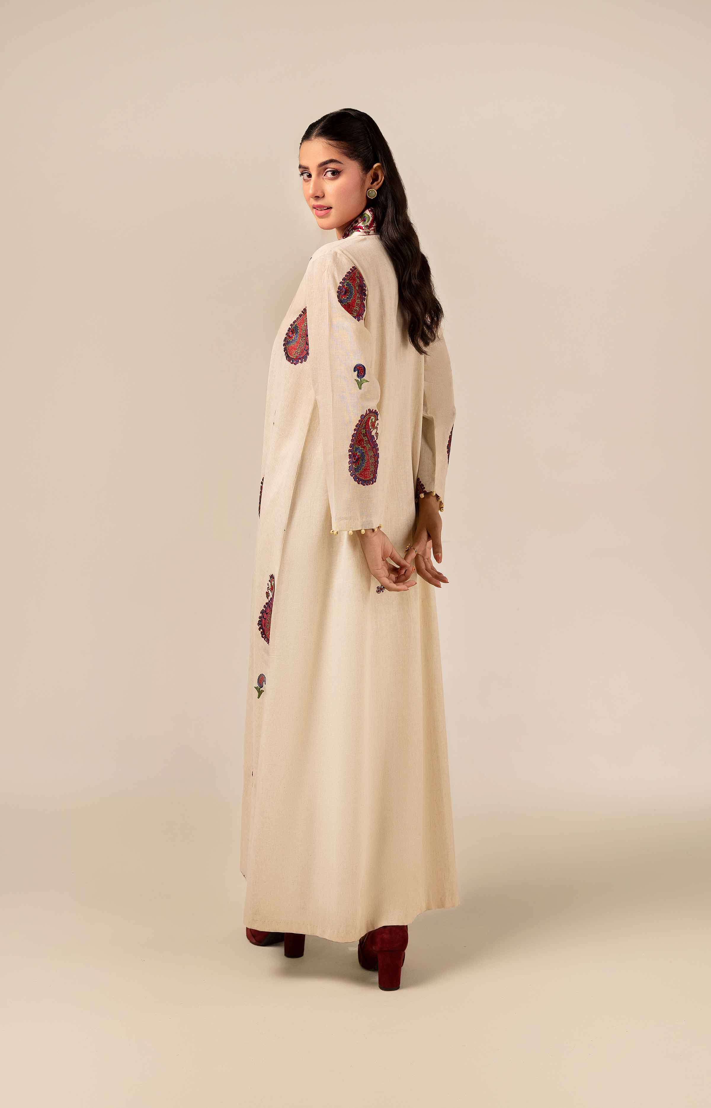 NishatUK - Off White Embroidered  Linen 2-piece unstitched Dress
