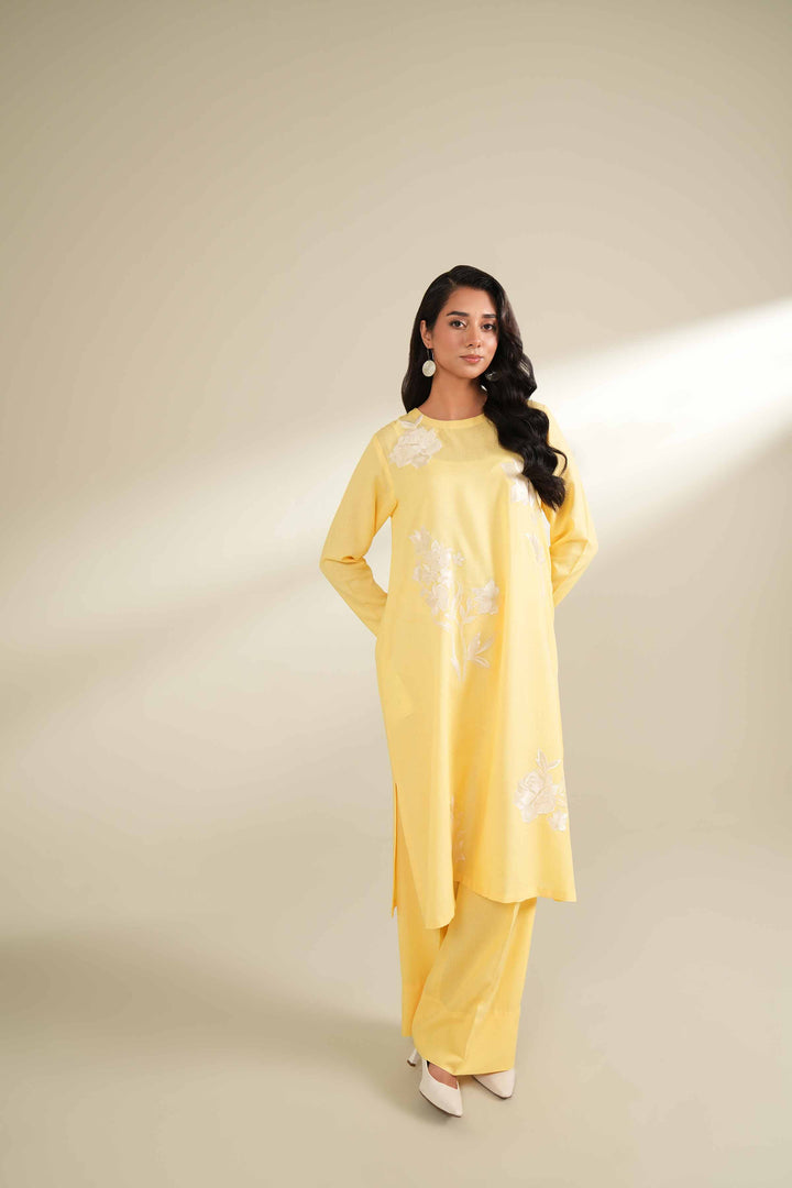 2 Piece Dyed Embroidered Unsititched Any Day Suit Yellow