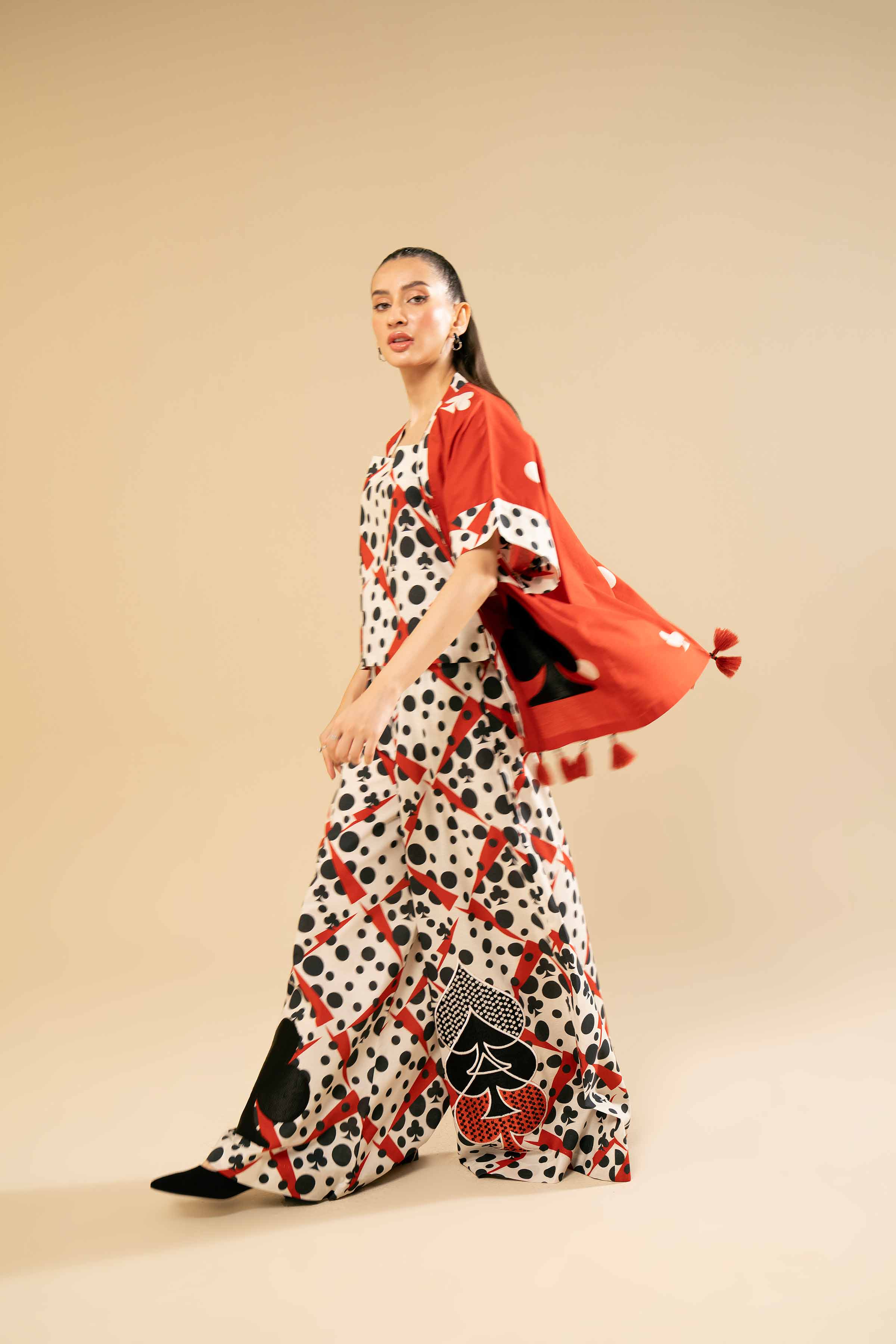 NishatUK - Red Embroidered  Cotton 2-piece unstitched Dress