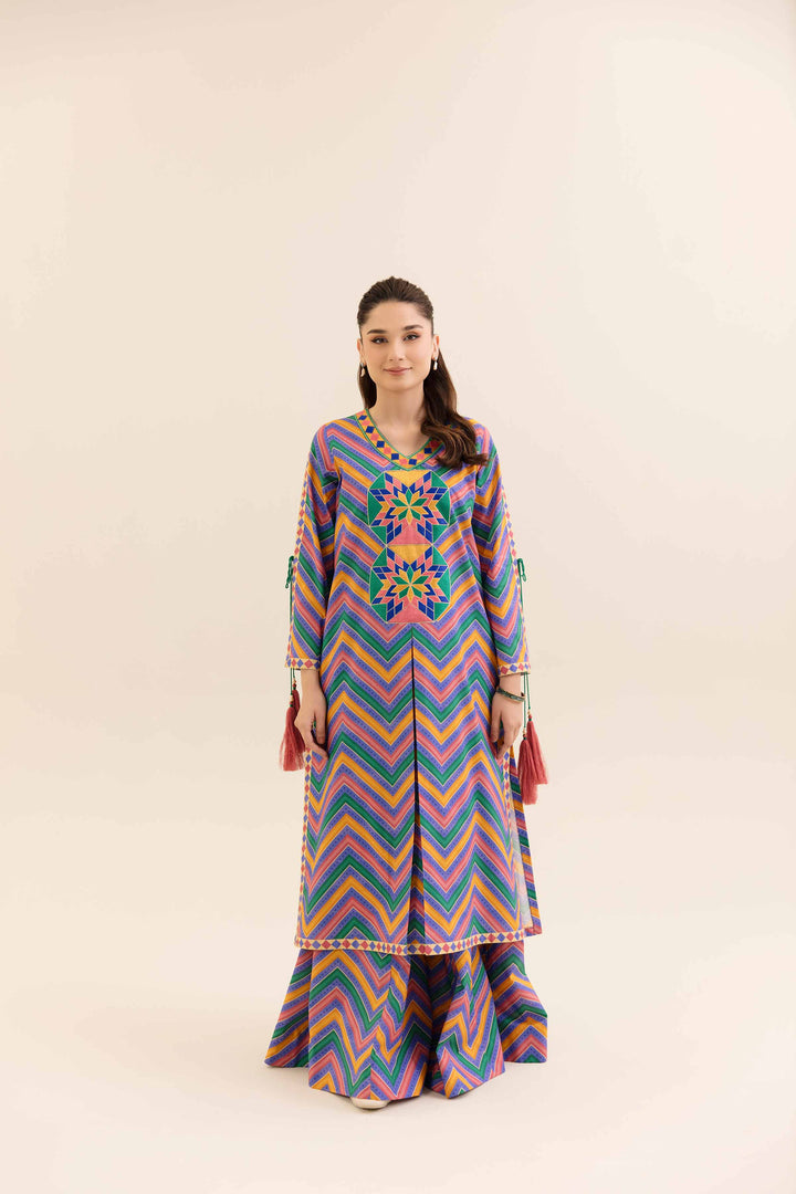 2 Piece Printed Embroidered Unsititched Any Day Suit Multi