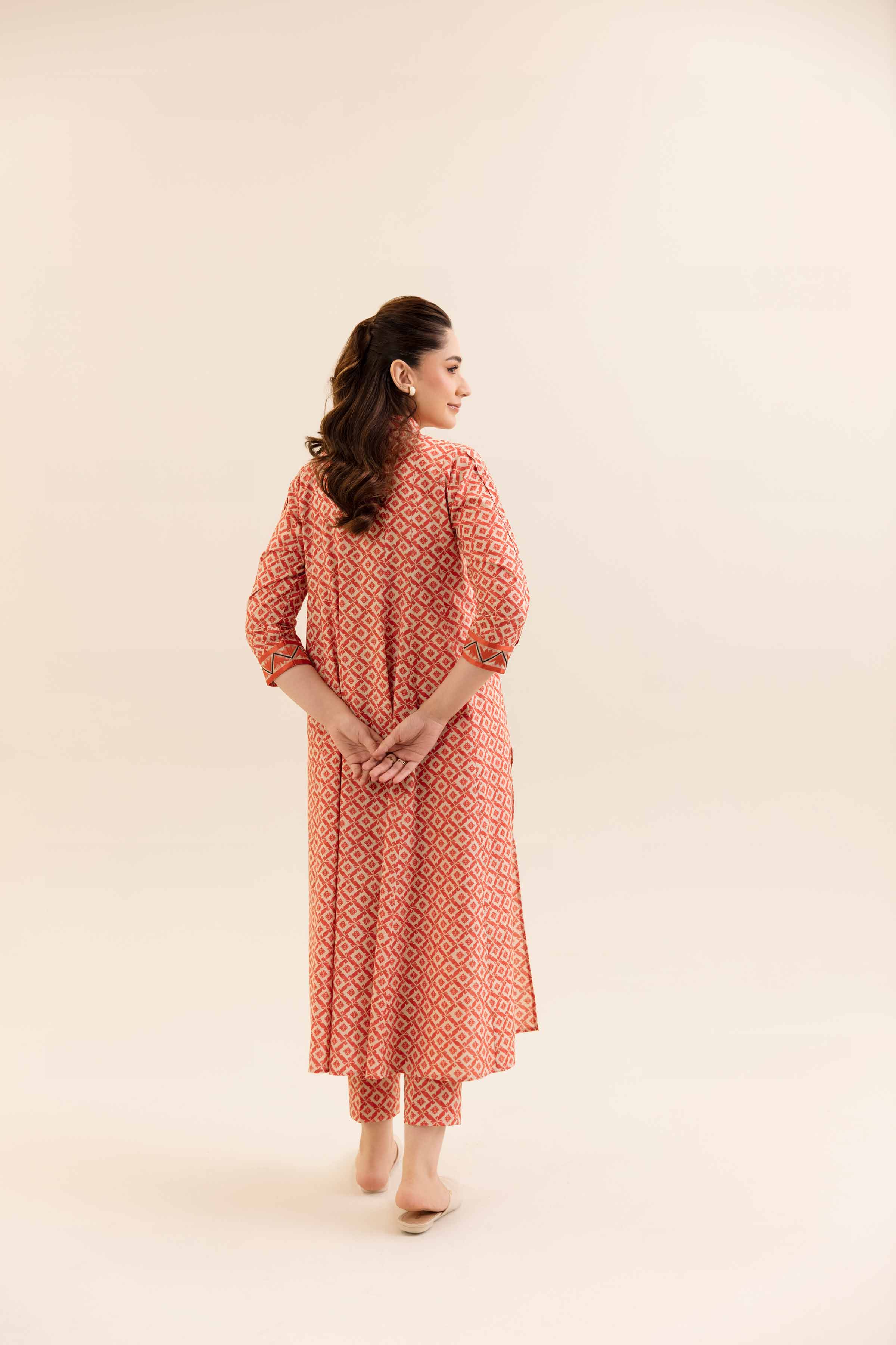 NishatUK - Beige Embroidered  Cotton 2-piece unstitched Dress