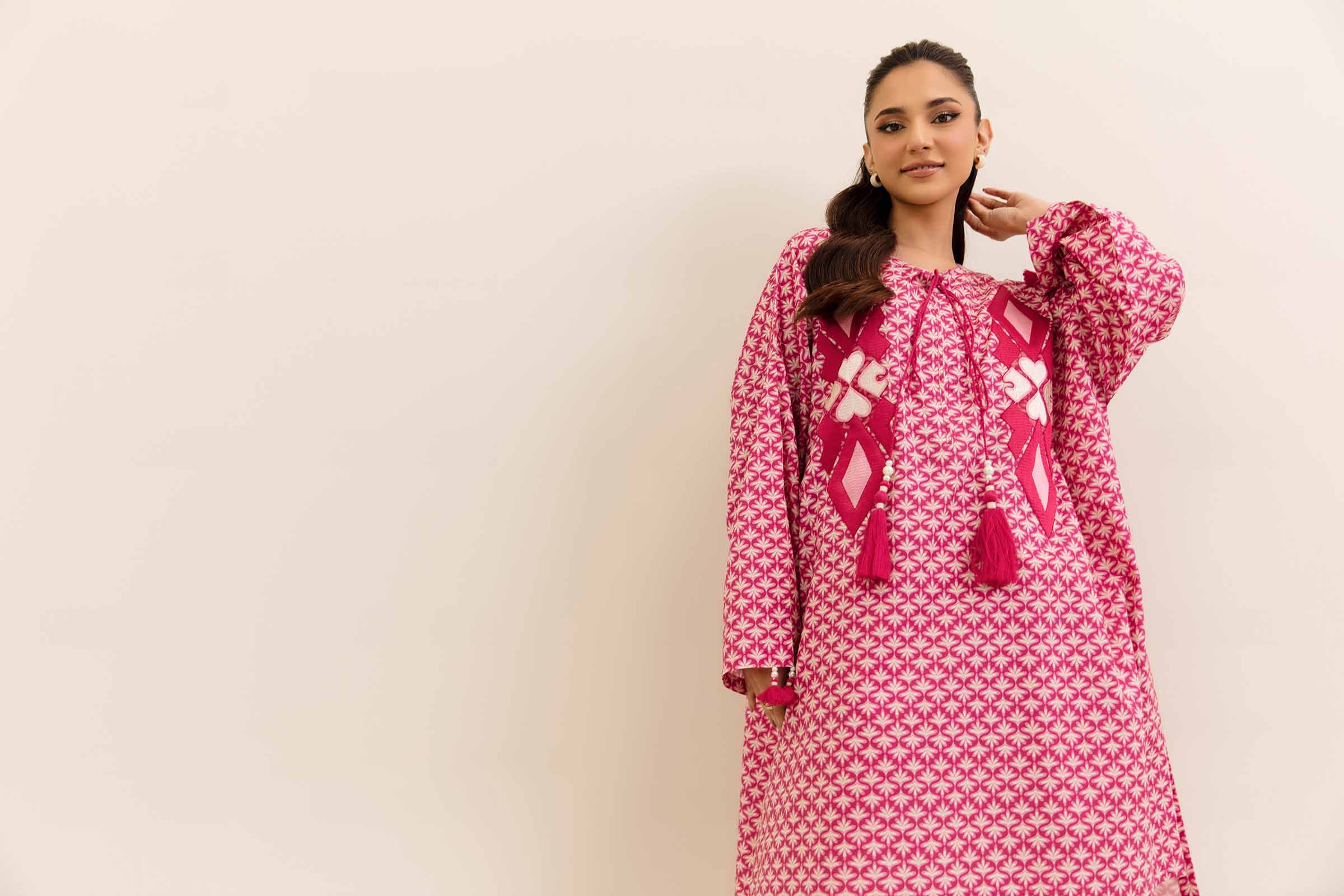 NishatUK - Pink Embroidered  Cotton 2-piece unstitched Dress