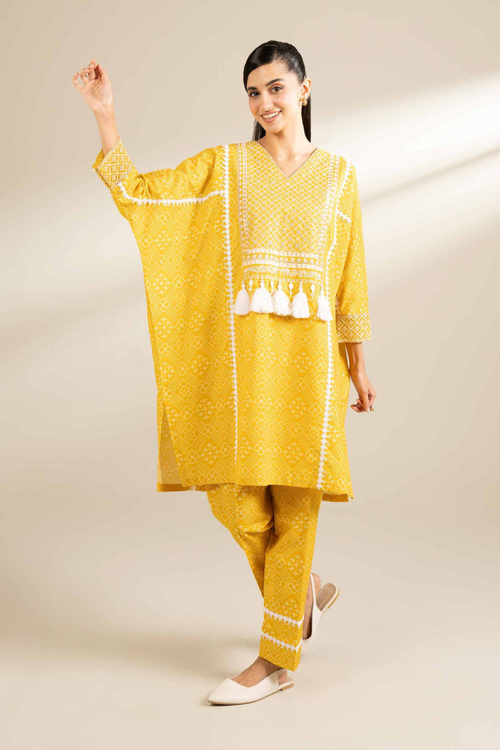 2 Piece Printed Embroidered Unsititched Any Day Suit Yellow