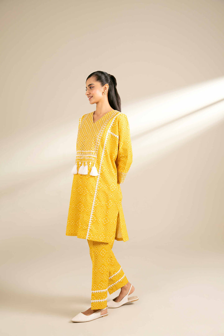 2 Piece Printed Embroidered Unsititched Any Day Suit Yellow