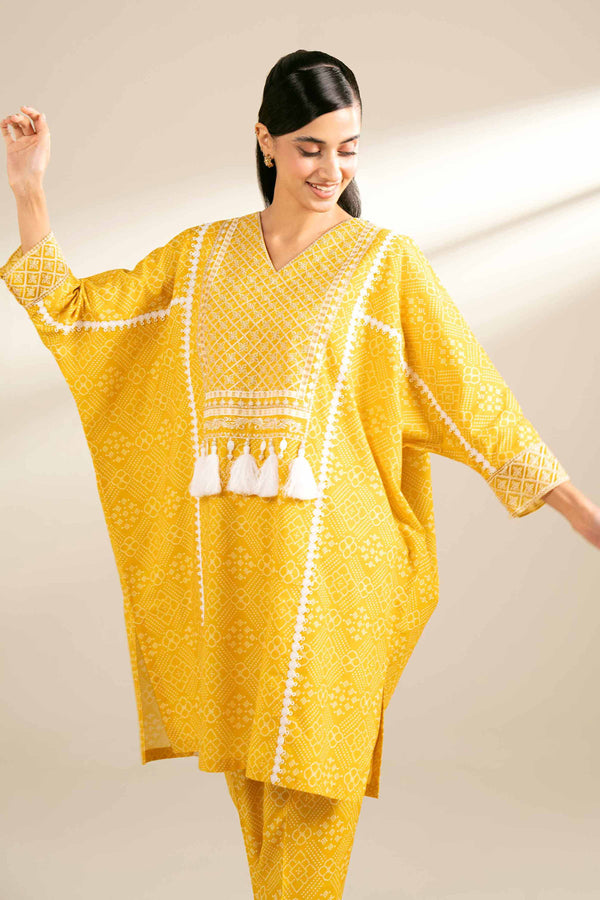 2 Piece Printed Embroidered Unsititched Any Day Suit Yellow