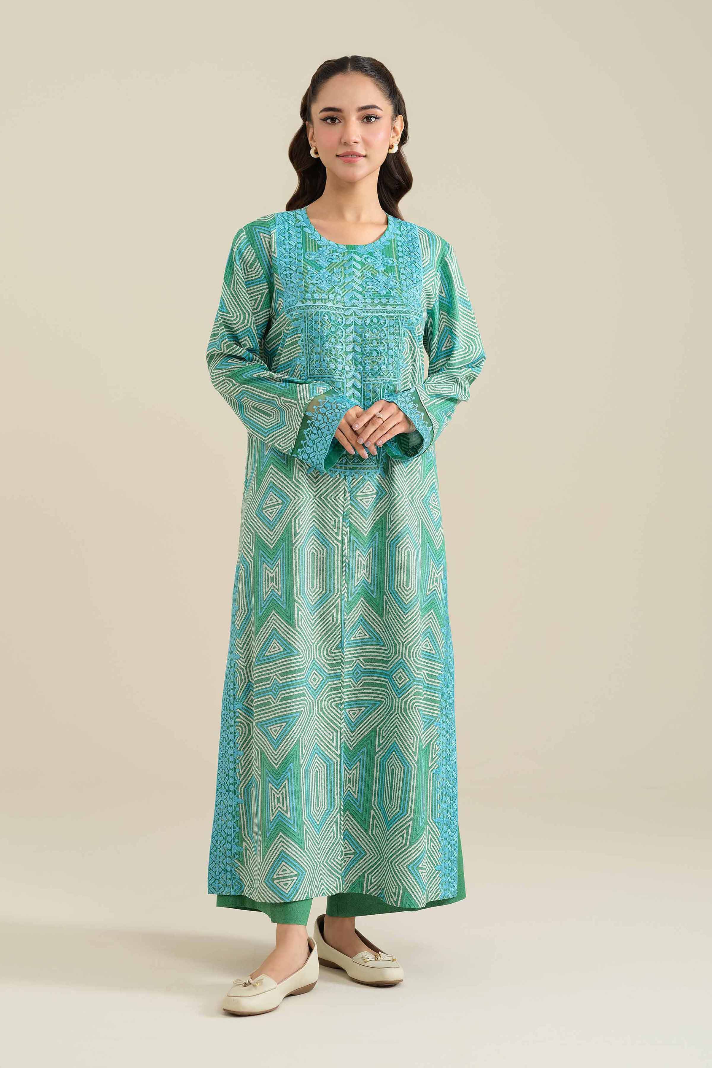 NishatUK - Brown Embroidered  Karandi 2-piece unstitched Dress