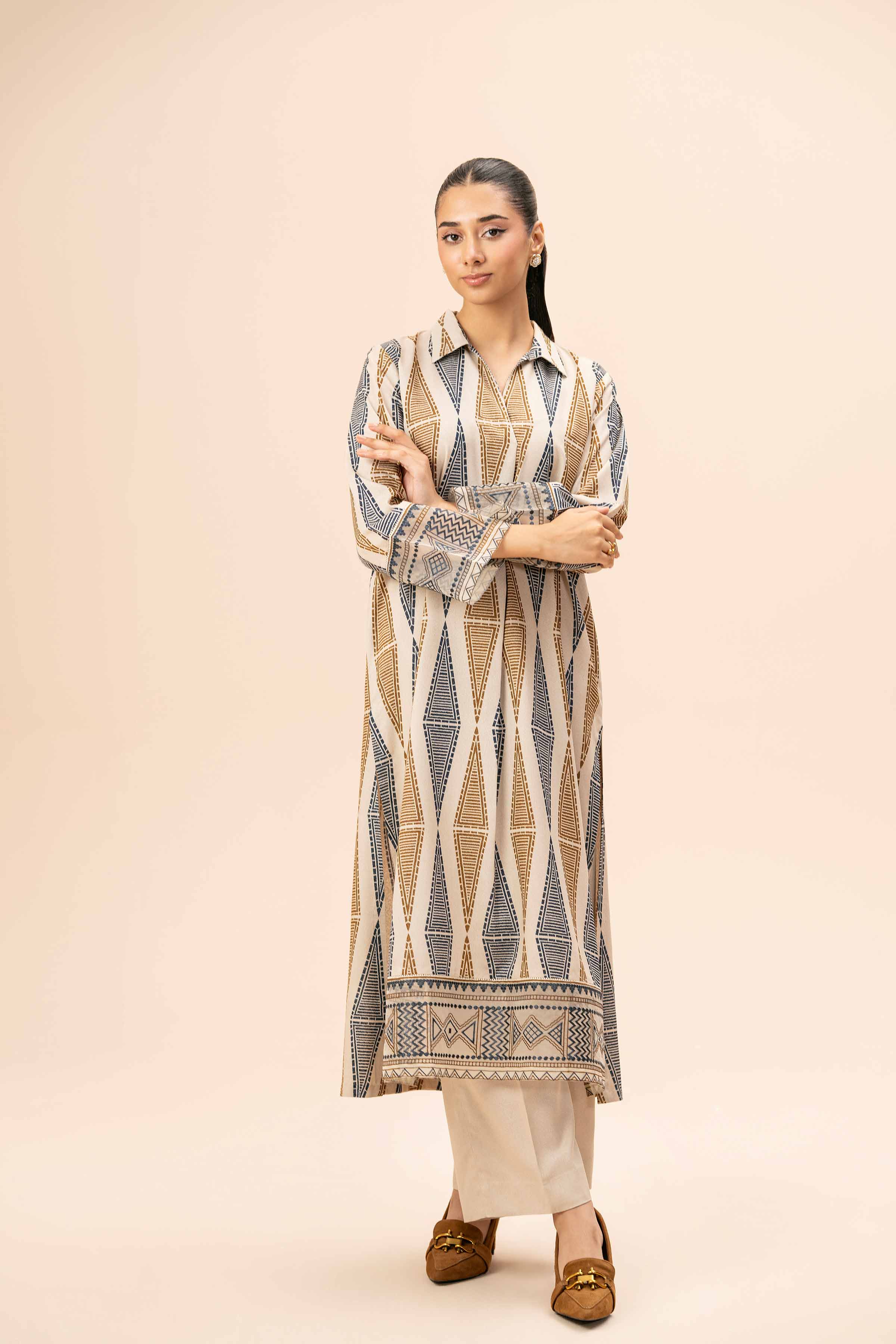 NishatUK - Brown Embroidered  Karandi 2-piece unstitched Dress