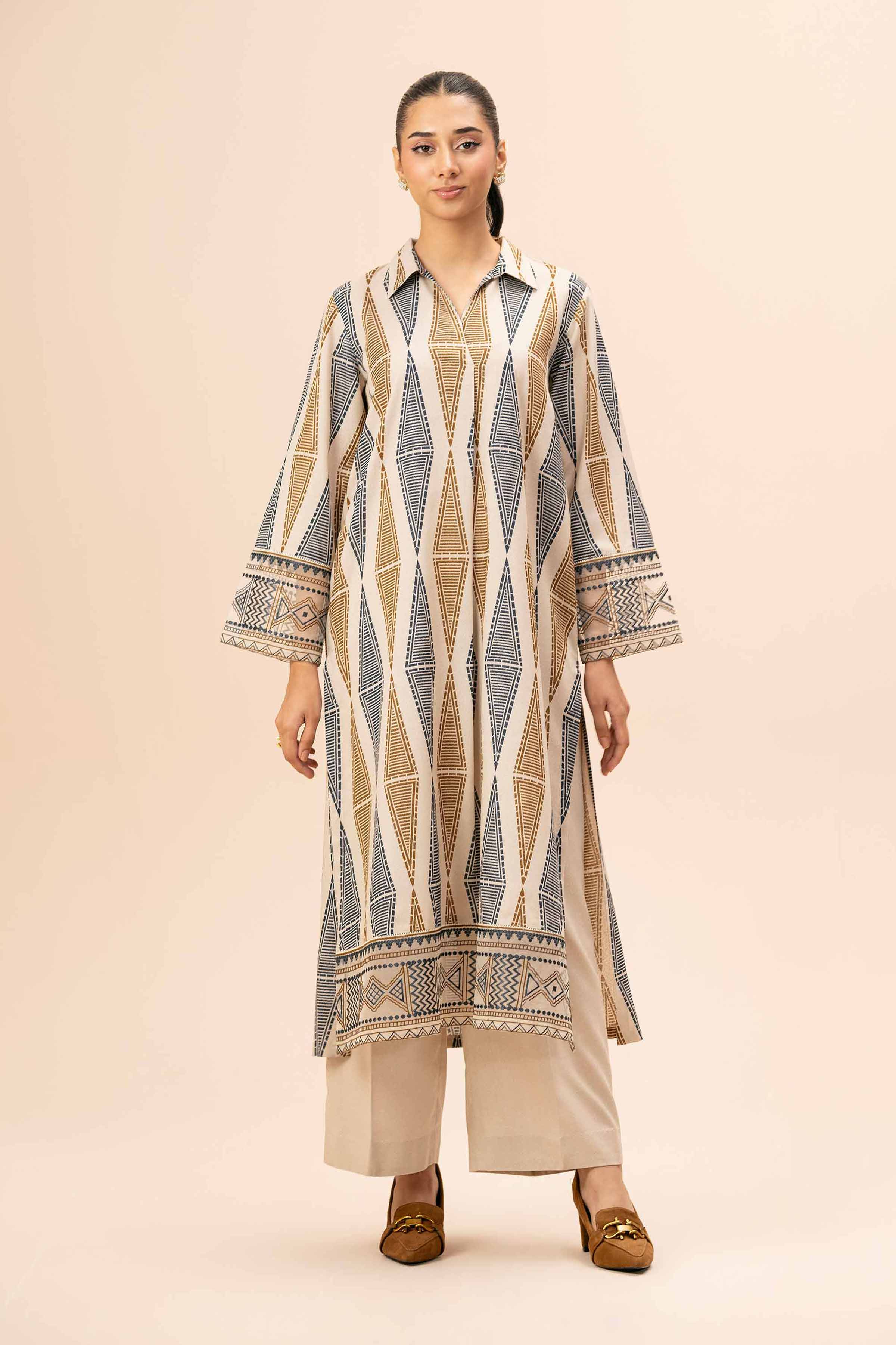 NishatUK - Brown Embroidered  Karandi 2-piece unstitched Dress