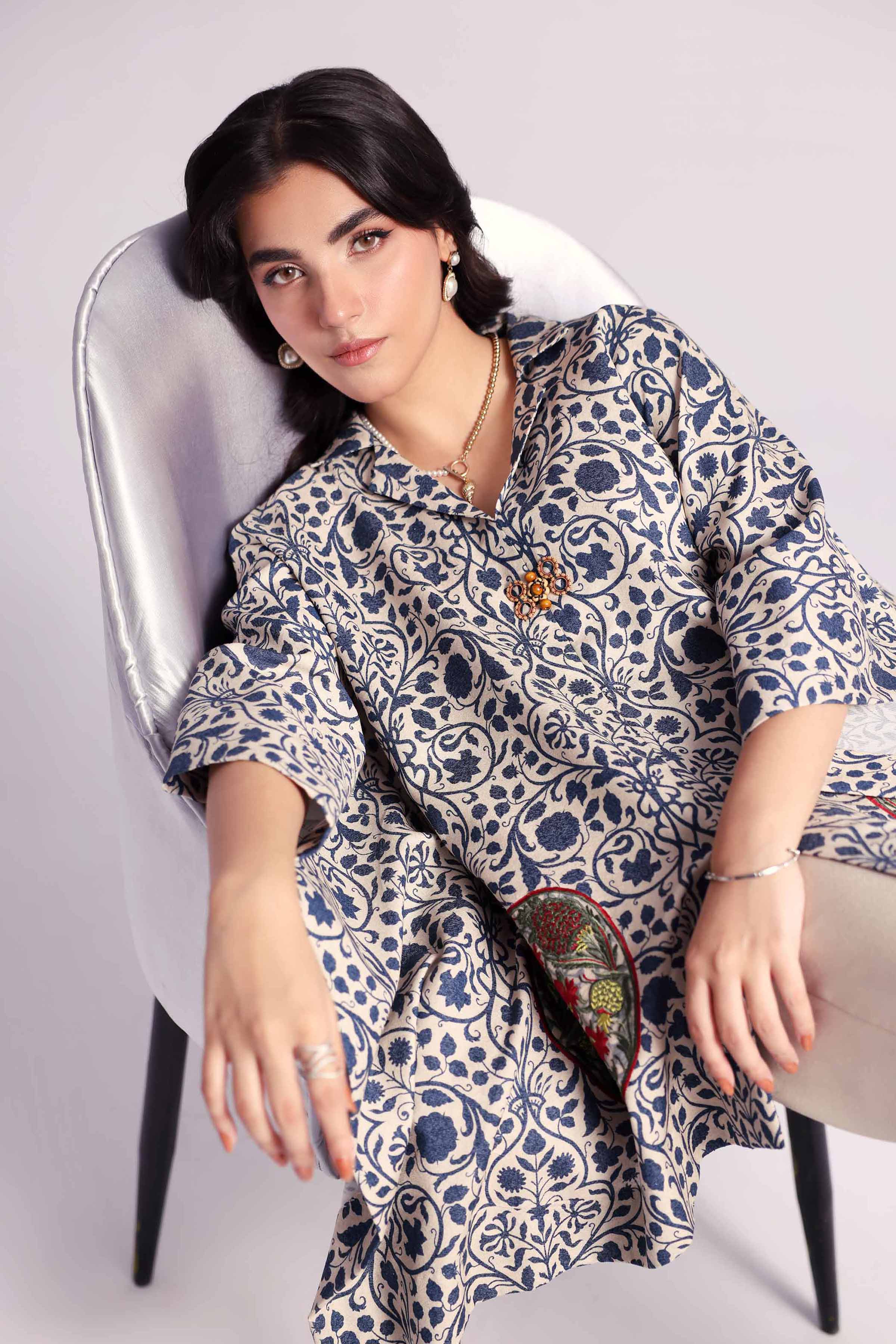 NishatUK - Brown Embroidered  Karandi 2-piece unstitched Dress