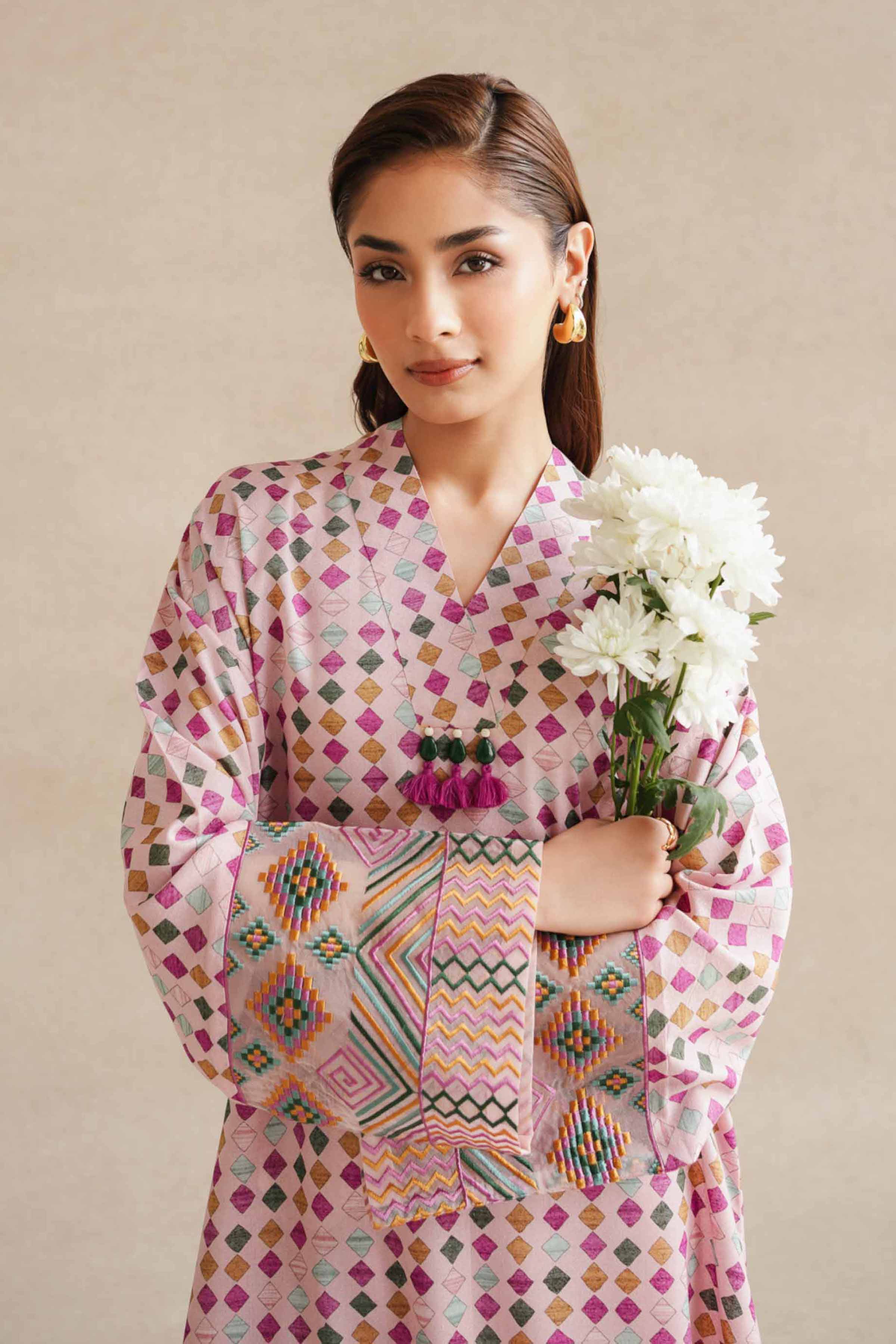 NishatUK - Brown Embroidered  Karandi 2-piece unstitched Dress