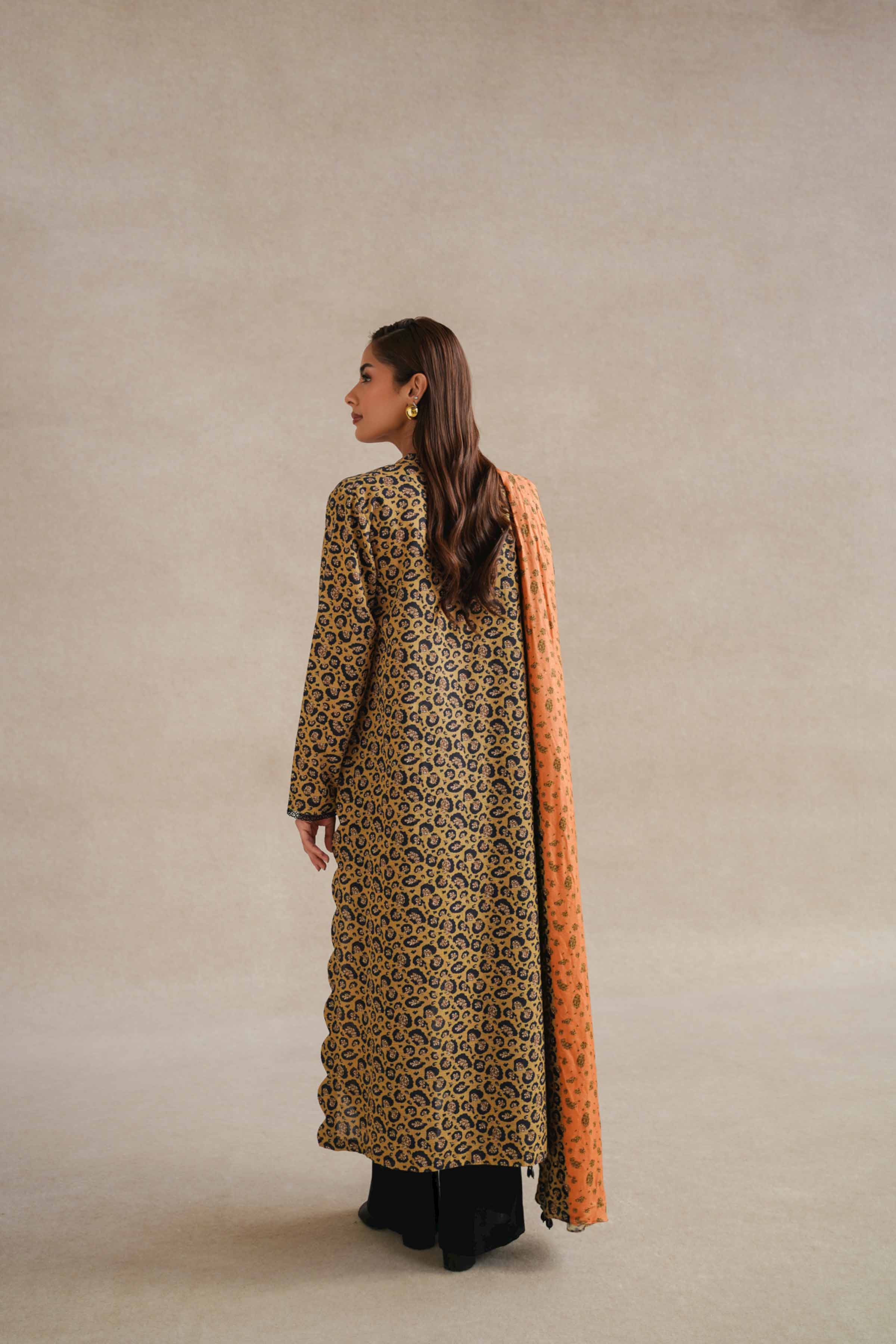 NishatUK - Gold Embroidered  Khaddar 2-piece unstitched Dress