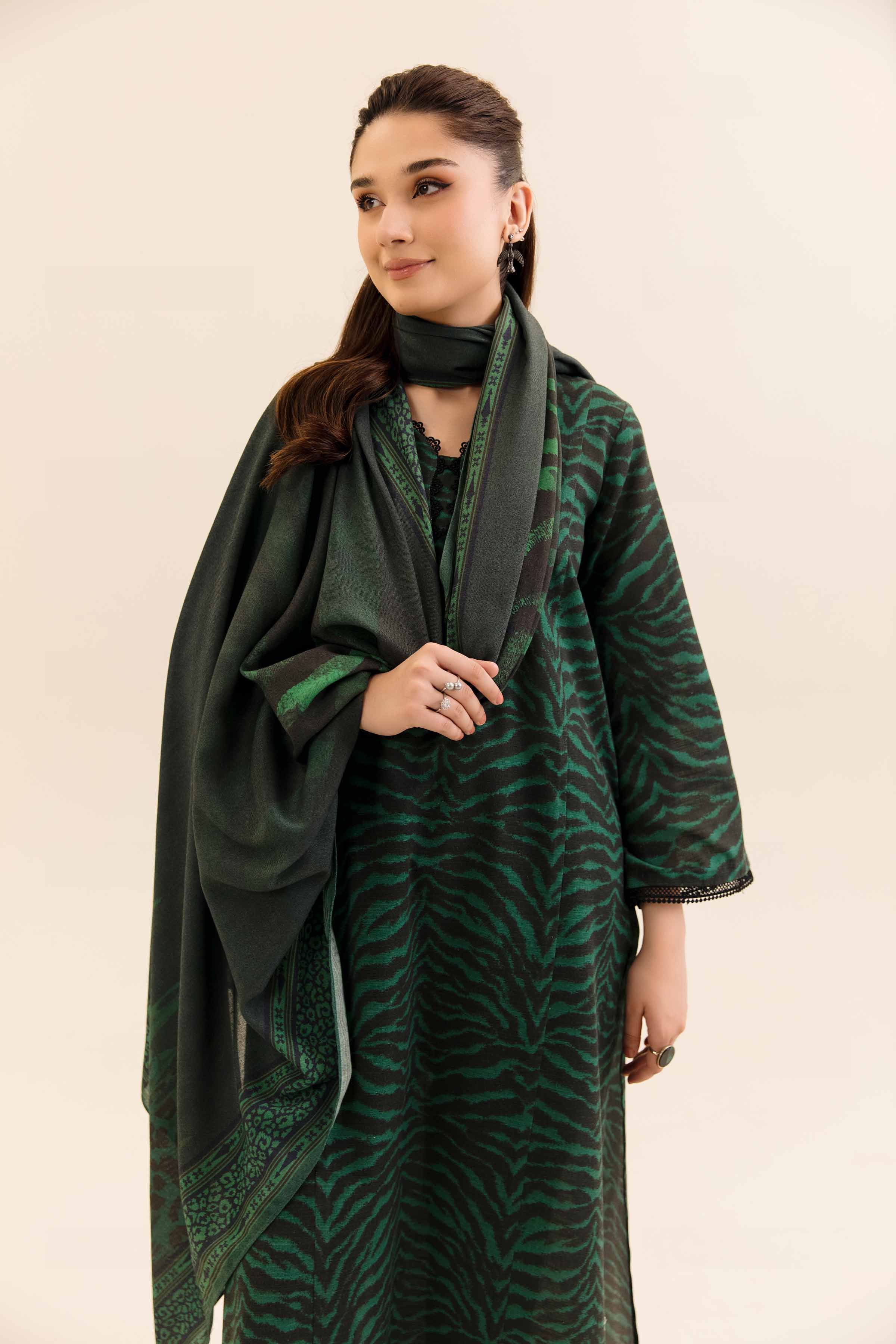 NishatUK - Green Printed Khaddar 2-piece unstitched Dress